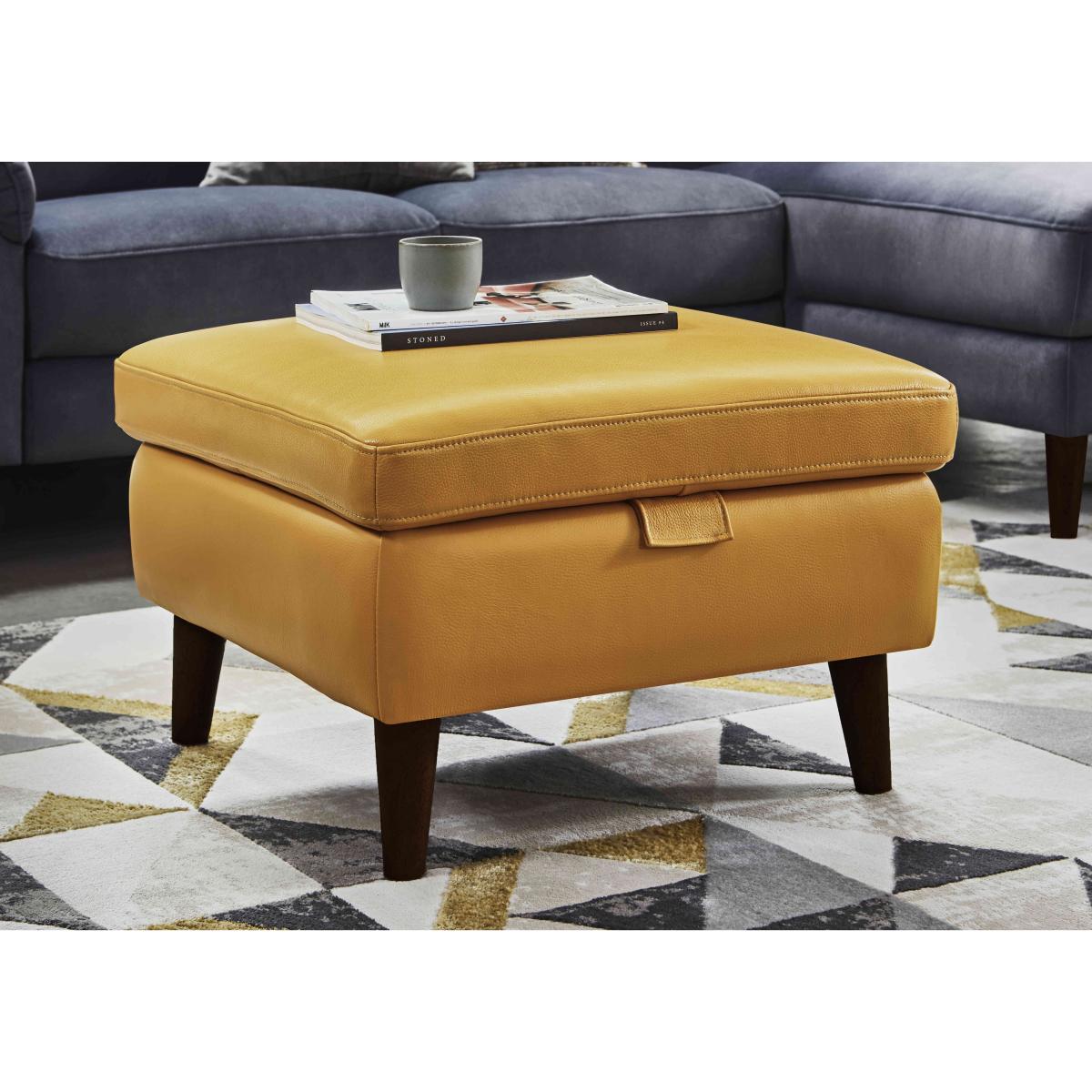 Morgan Leather Storage Footstool - Oslo Pine – image 2
