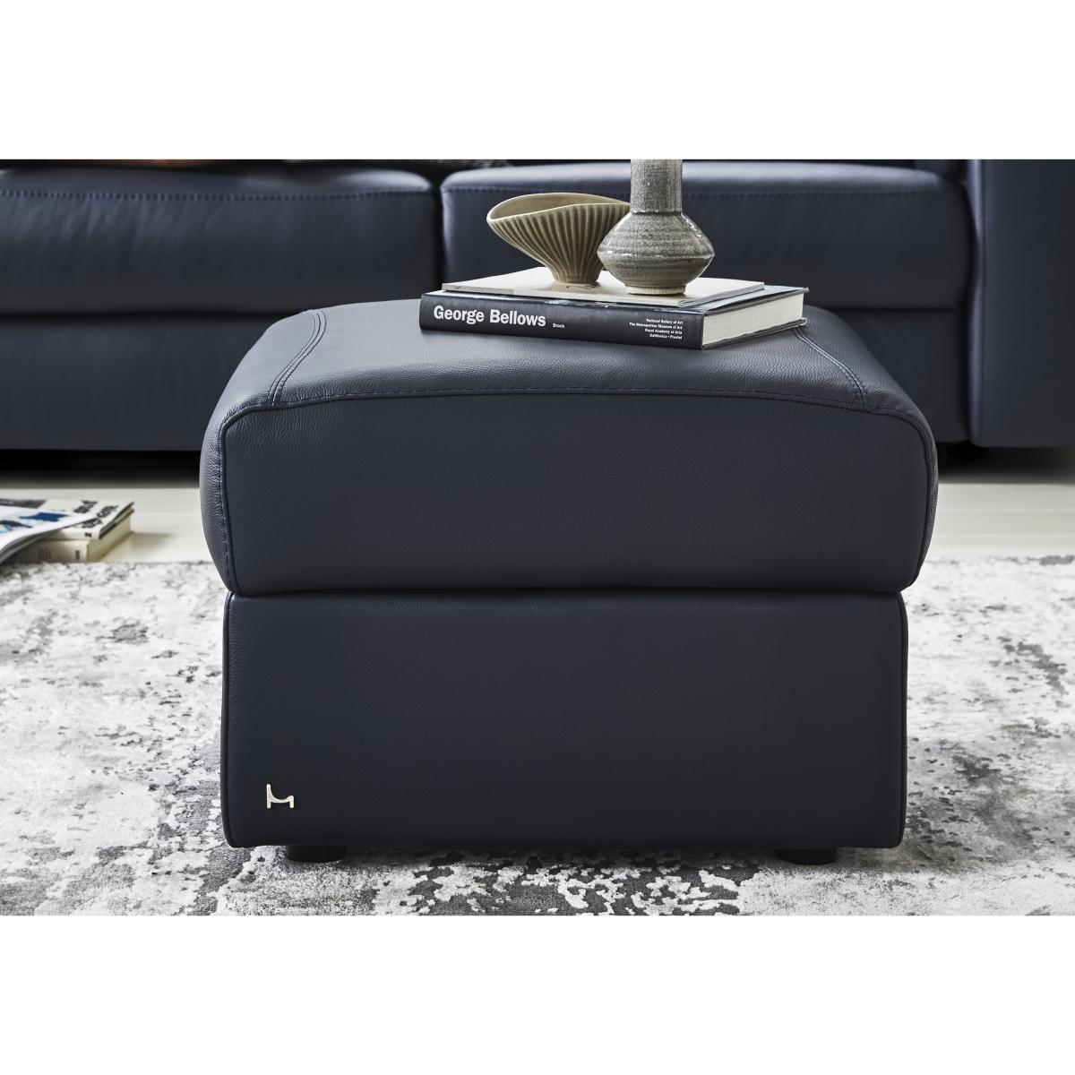 Nicoletti - Davide Leather Footstool - Torello Blu – image 2