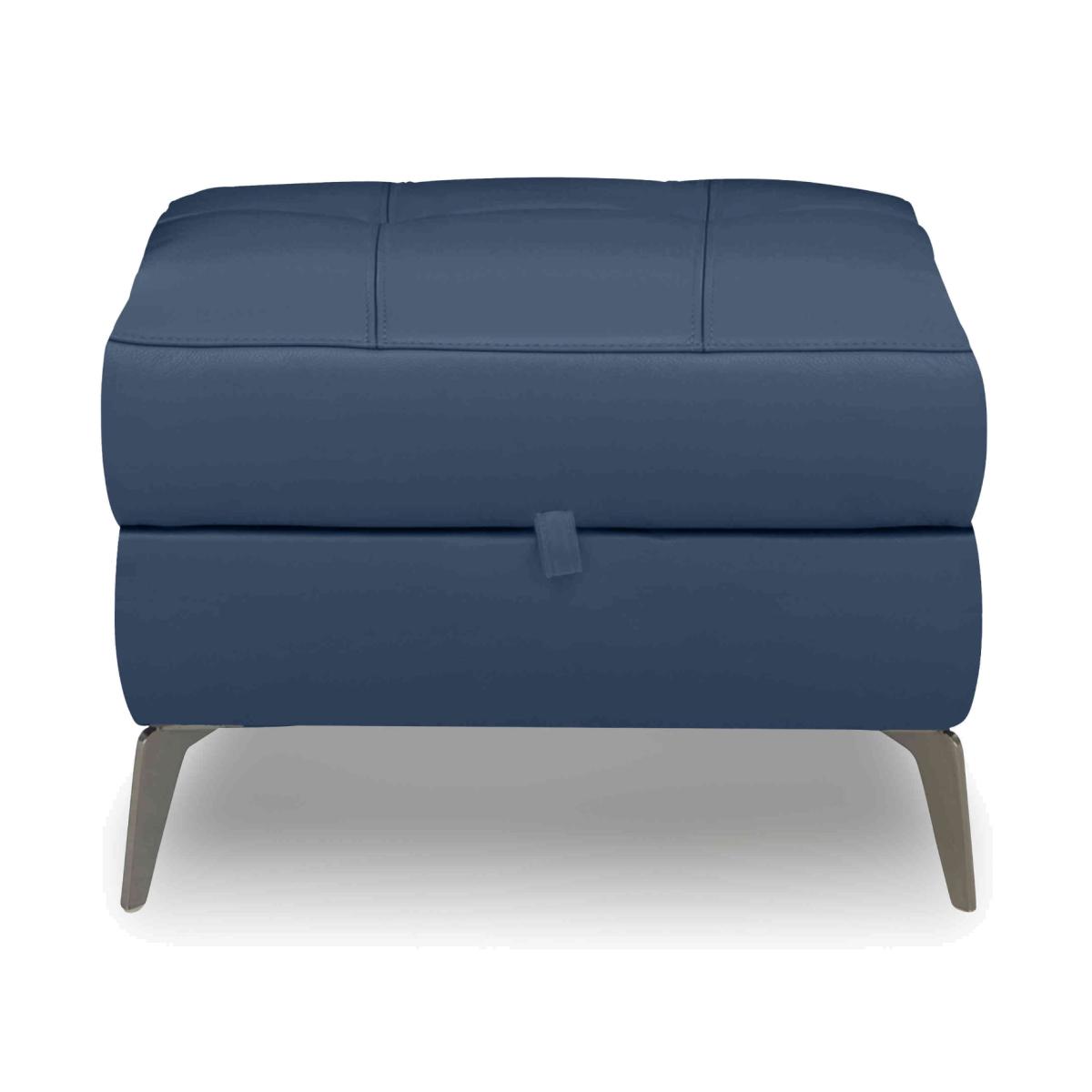 Lecce Leather Storage Footstool - Carribean Sea – image 1