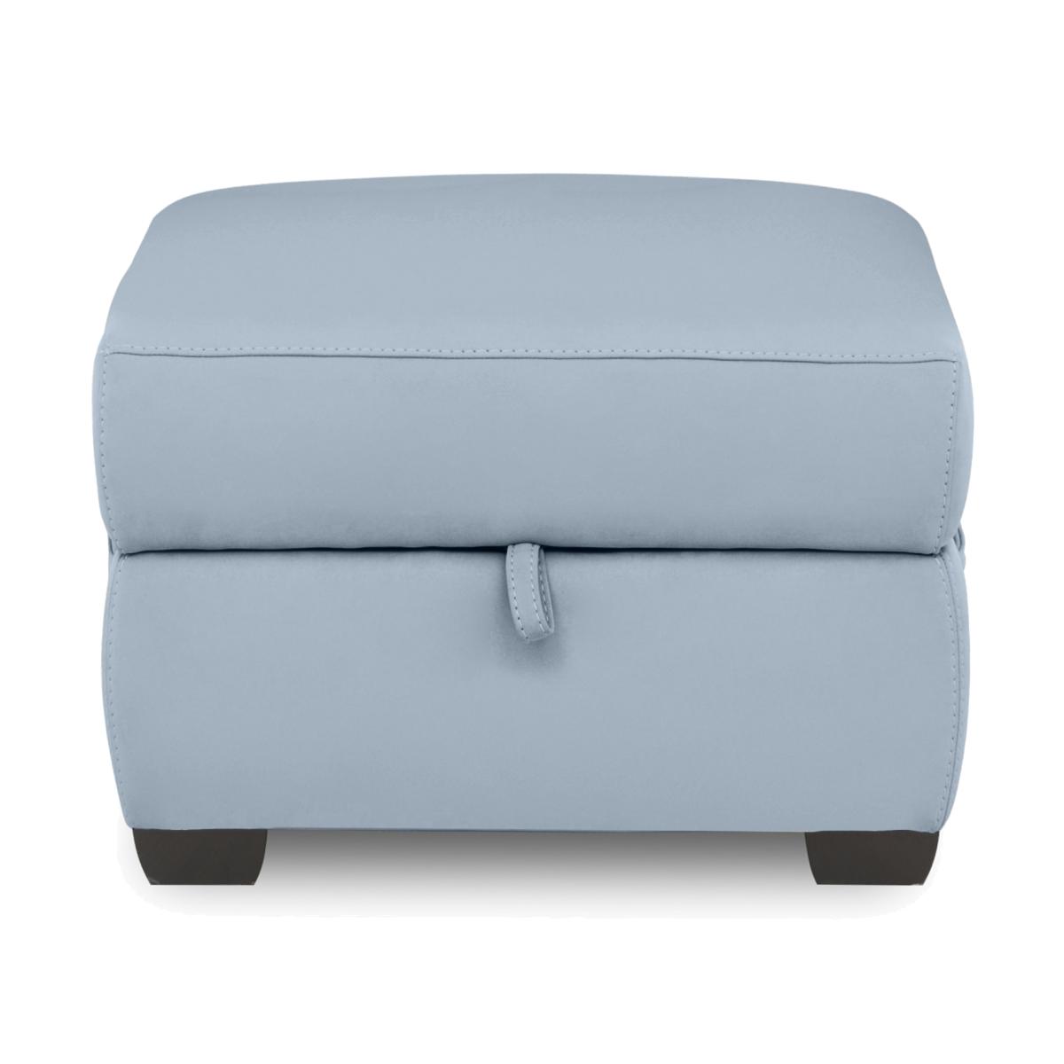 Brescia Leather Storage Footstool - Pearl Blue – image 1
