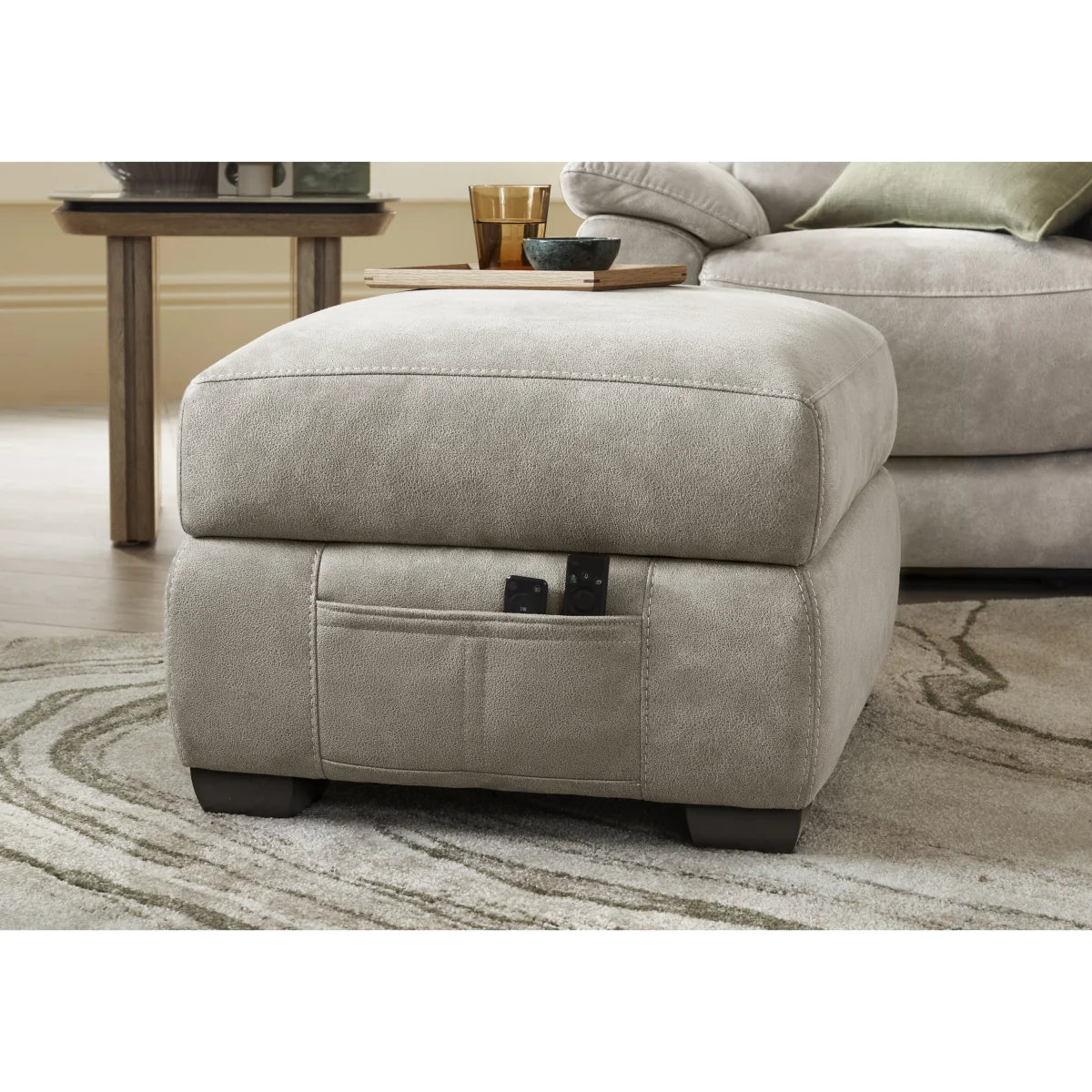 Echo Fabric Storage Footstool - Frost – image 2