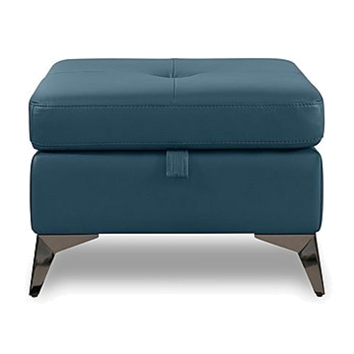 Action Leather Storage Footstool - Midnight Jade