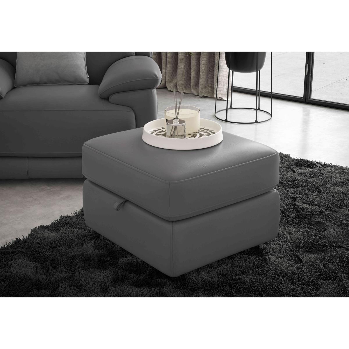 Touch NC Leather Storage Footstool - Charcoal Grey – image 2