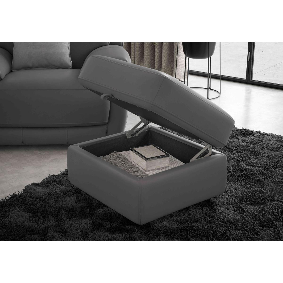 Touch NC Leather Storage Footstool - Charcoal Grey – image 3