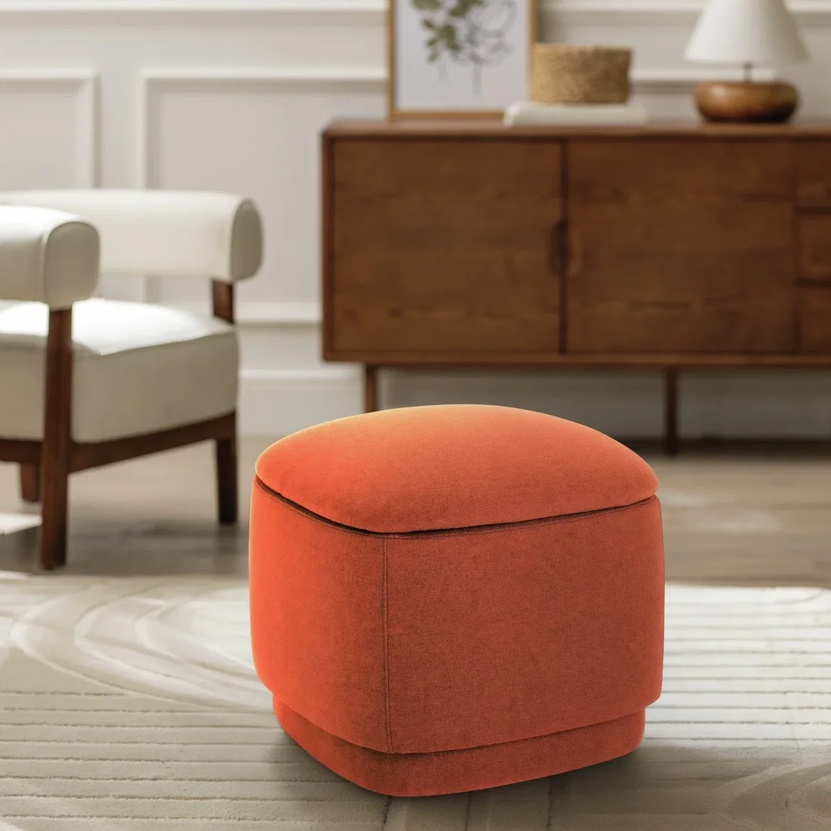 Habitat Polly Fabric Storage Pouffe - Rust – image 1