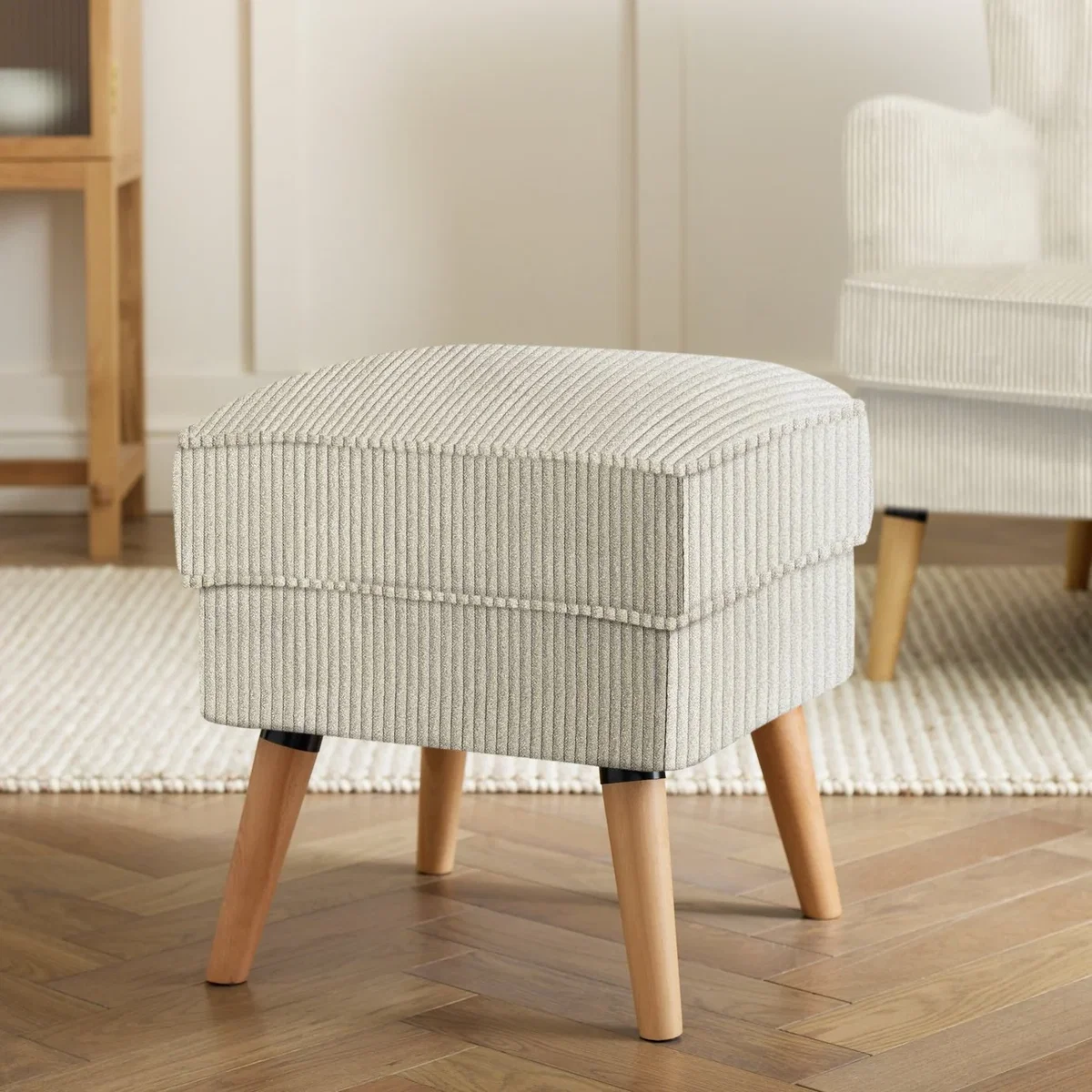 Habitat Callie Fabric Footstool - Latte – image 1