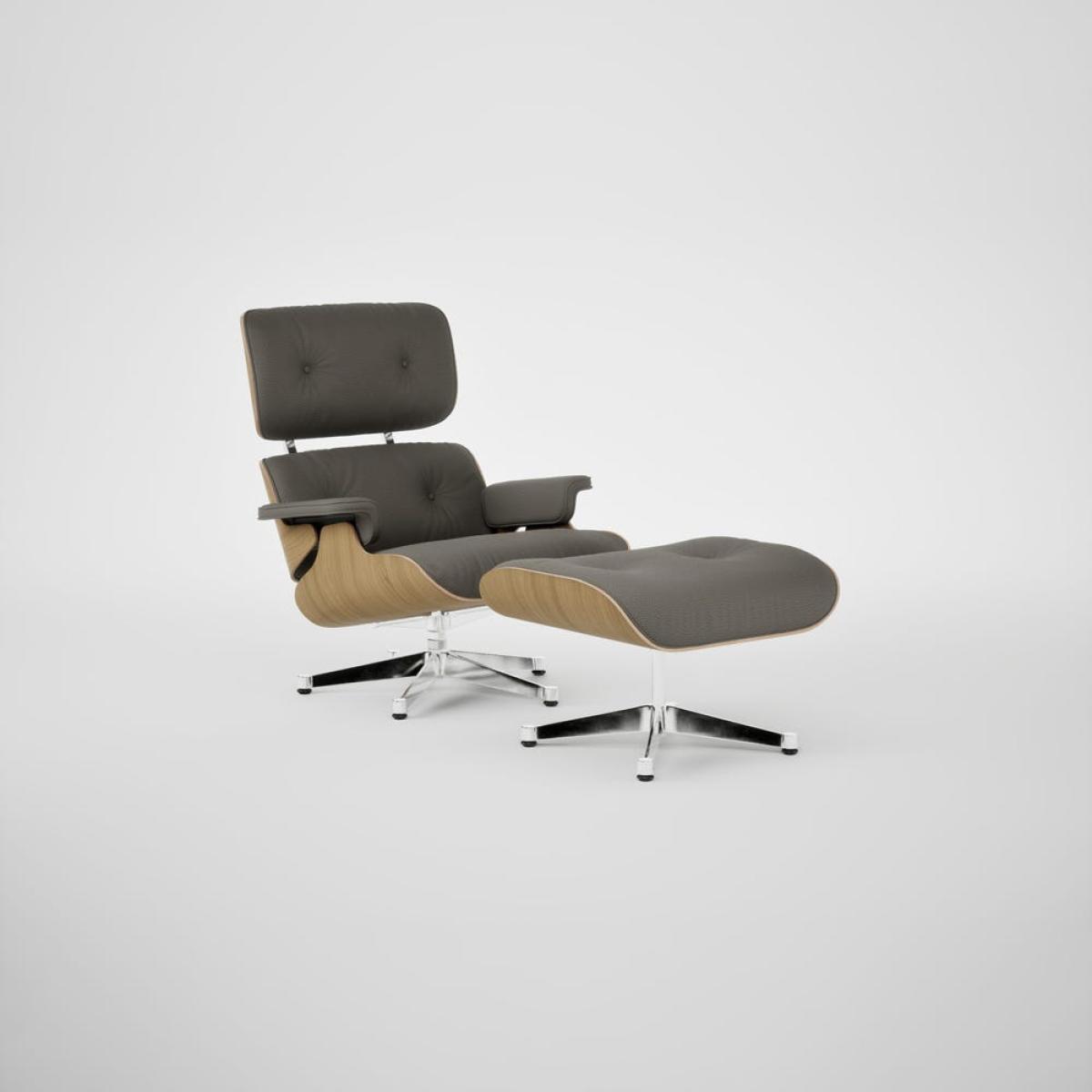Vitra Eames Lounge Chair & Ottoman Chestnut Natural New Dims L50 61 Umbra Grey Polished Base 05 – image 2