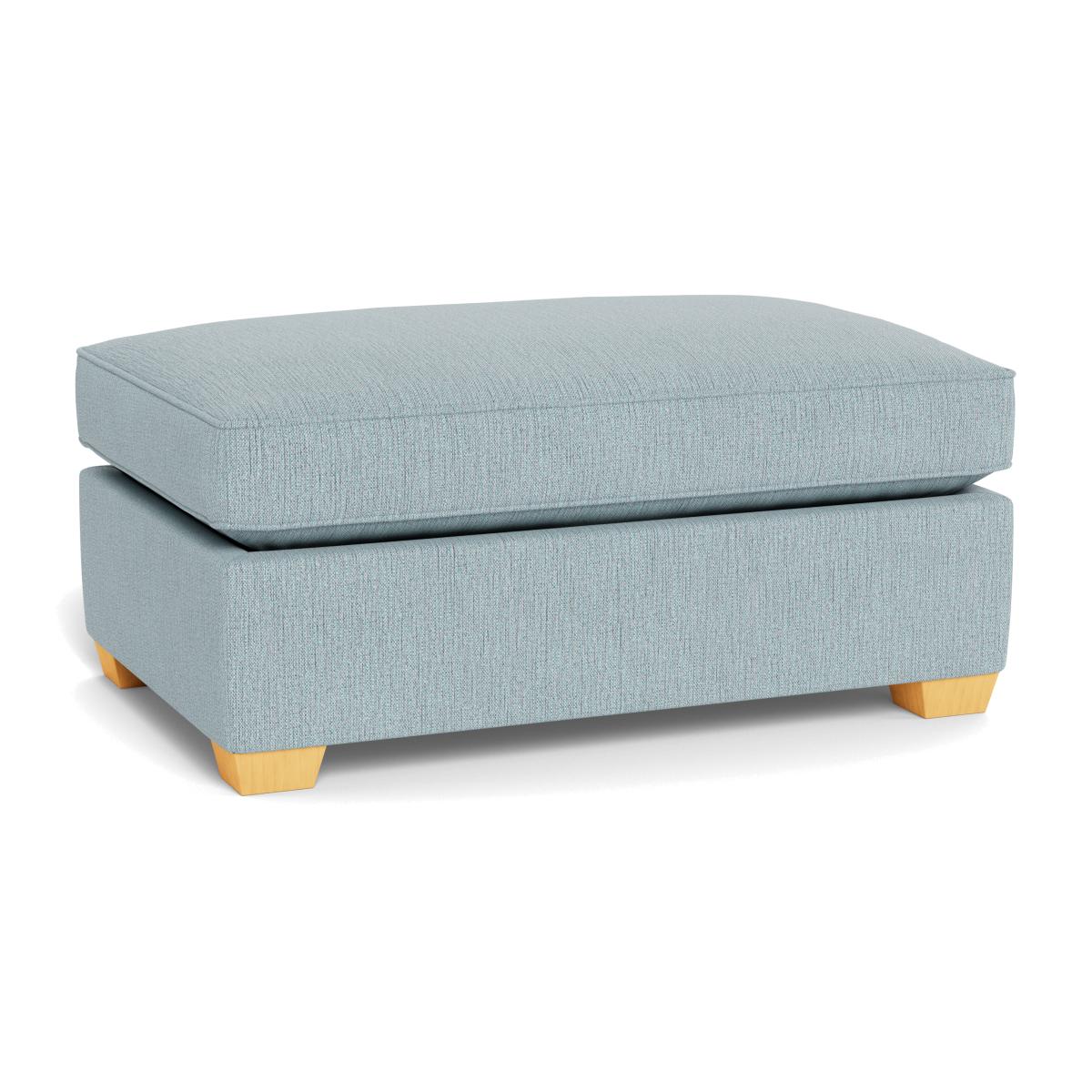 Heal's Torino Footstool Smart Linen Mix Duck Egg Natural Ash Feet - Heal's UK Furniture – image 1