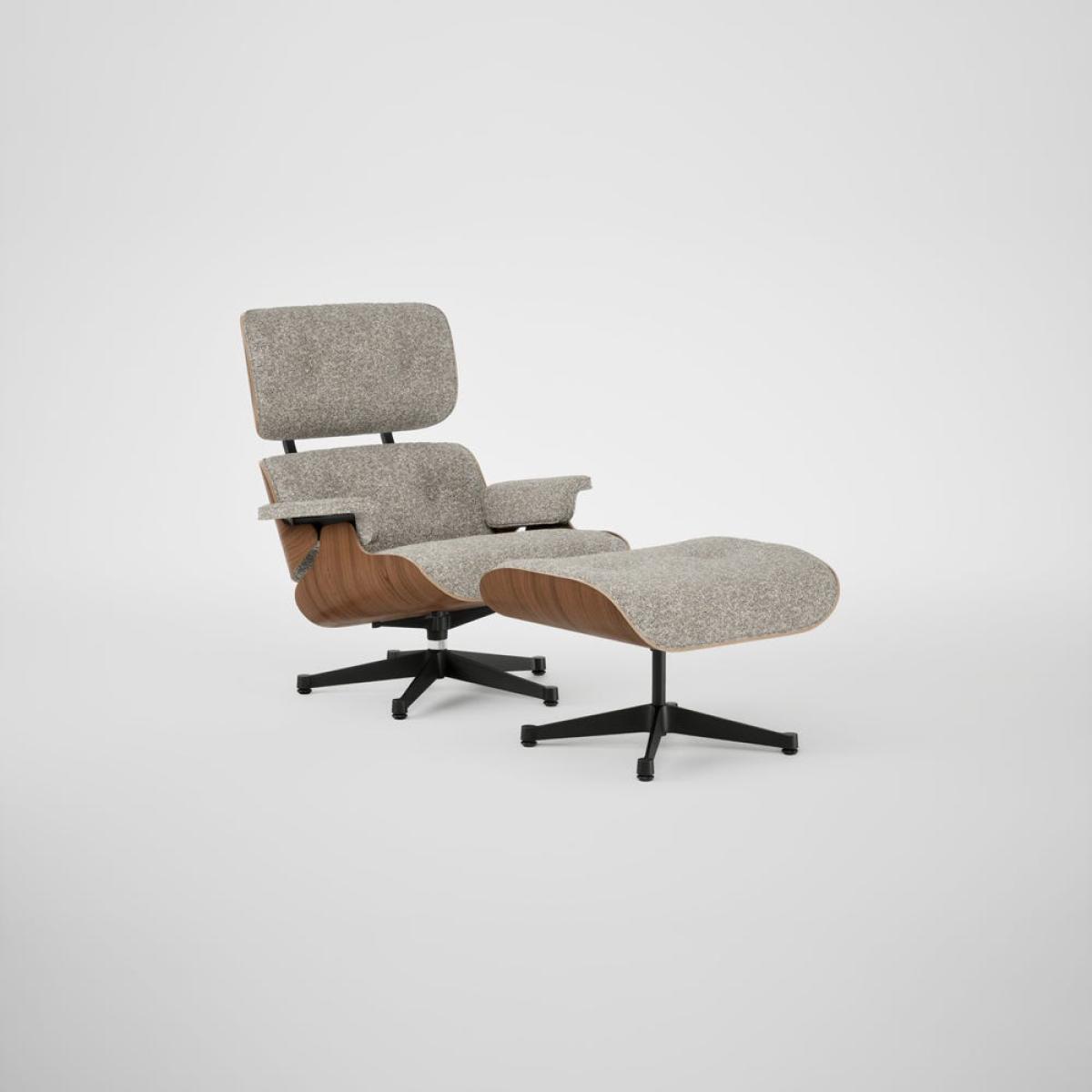 Vitra Eames Lounge Chair & Ottoman Walnut Natural Clas. Nubia 05 Crm Dark Brown Polished Black Base 04 – image 2