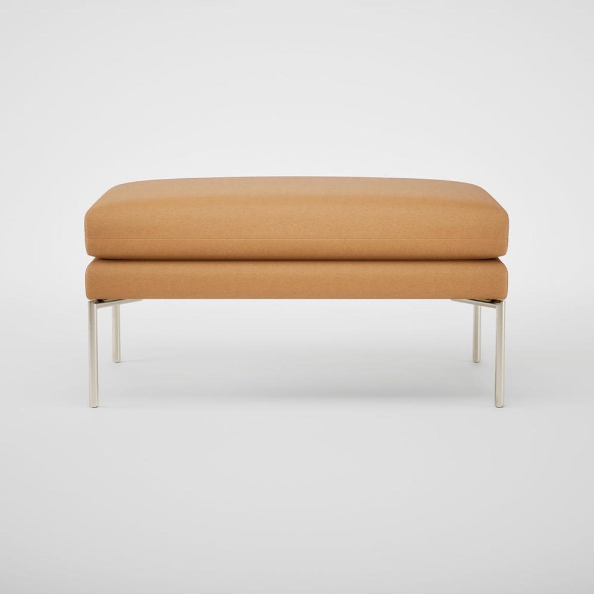 Heal's Matera Large Ottoman Daino Leather Parchment Stainless Steel Foot – image 3