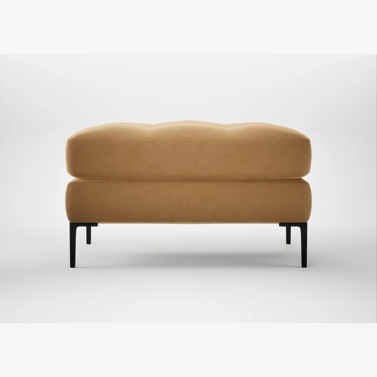 Heal's Eton Footstool Wool Velvet Camel Black Feet – image 1