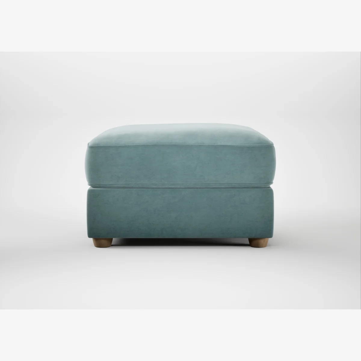 Heal's Tailor Rectangular Footstool Smart Luxe Velvet Mineral Blue Natural Feet – image 1