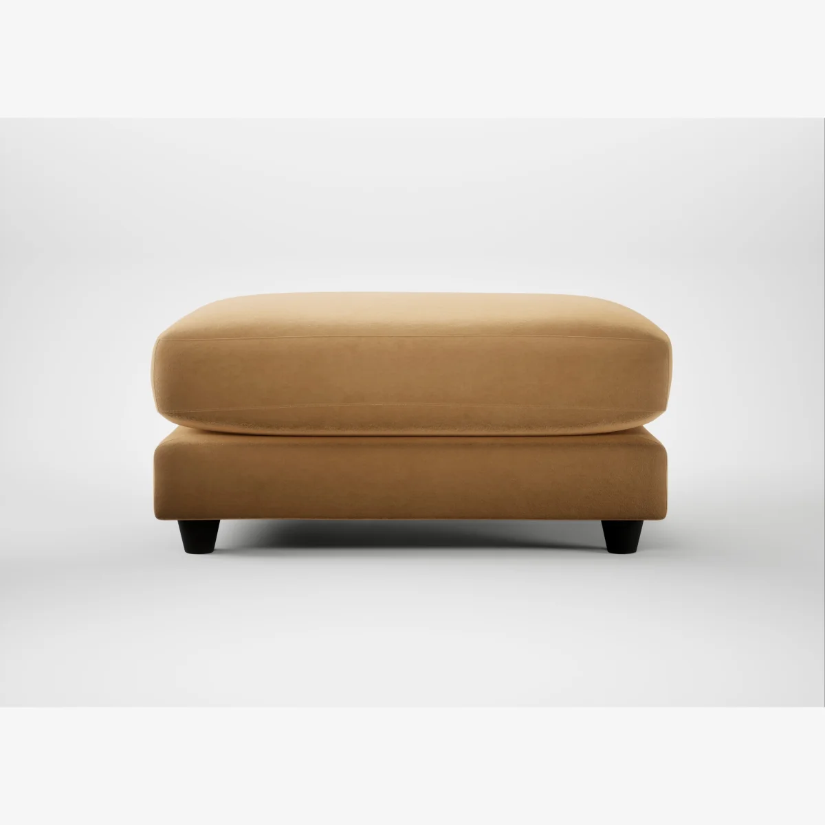 Heal's Snooze Footstool Wool Velvet Camel Black Feet