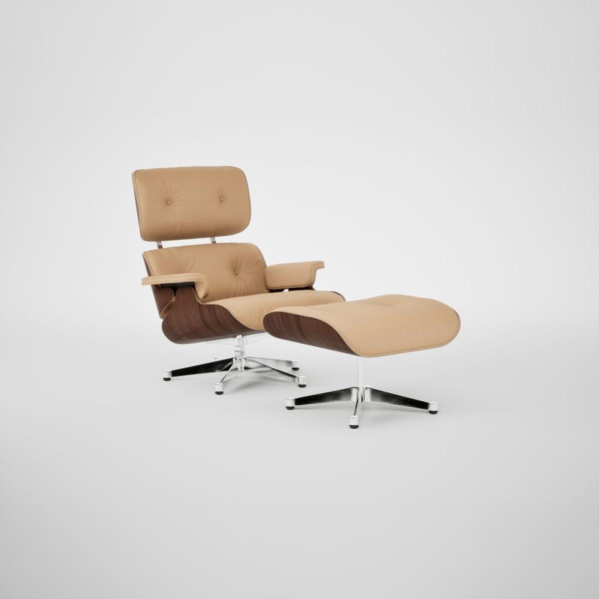 Vitra Eames Lounge Chair & Ottoman Walnut Dark Clas. L50 63 Cashew Polished Base 04 – image 2