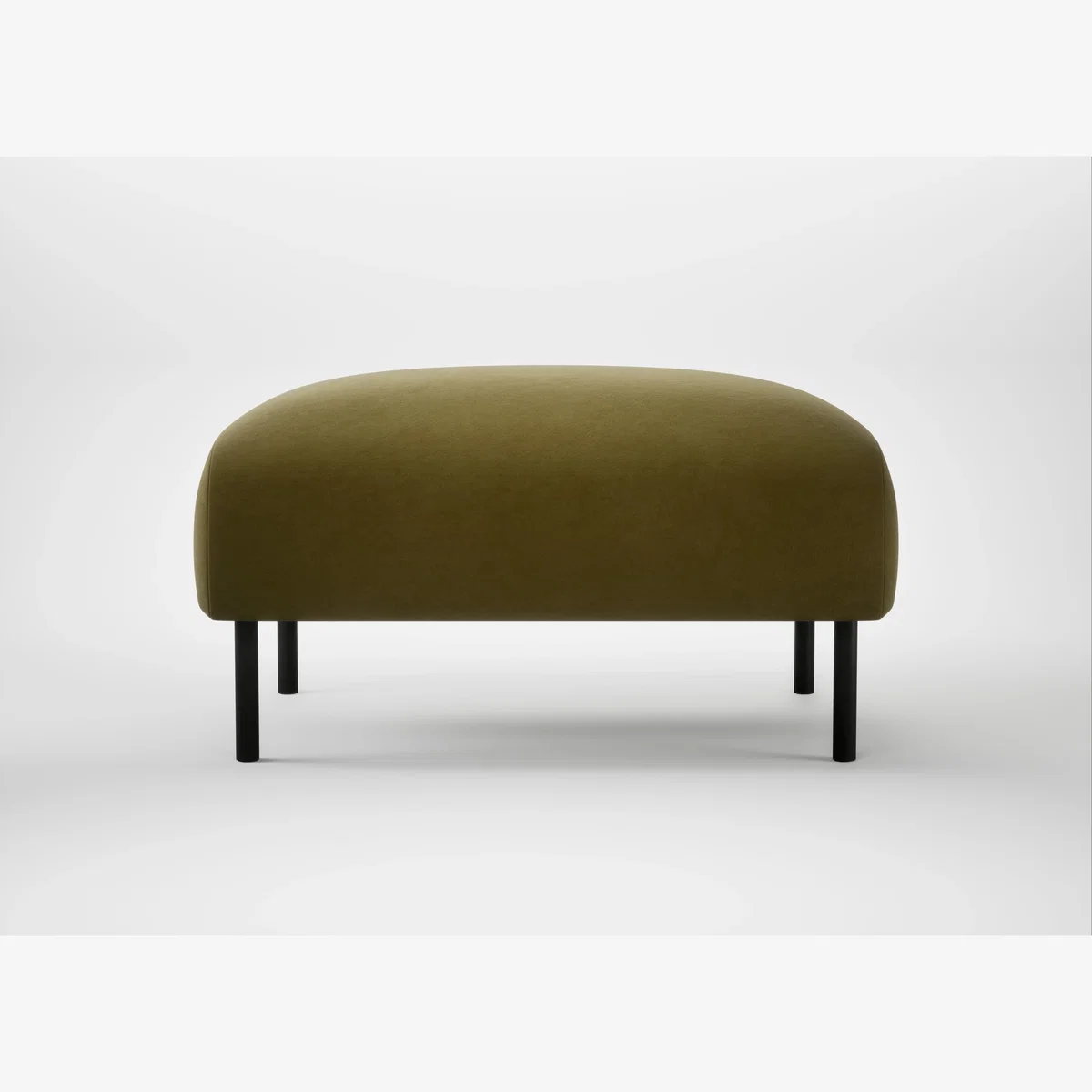 Heal's Alto Ottoman Wool Velvet Olive Black Feet – image 1