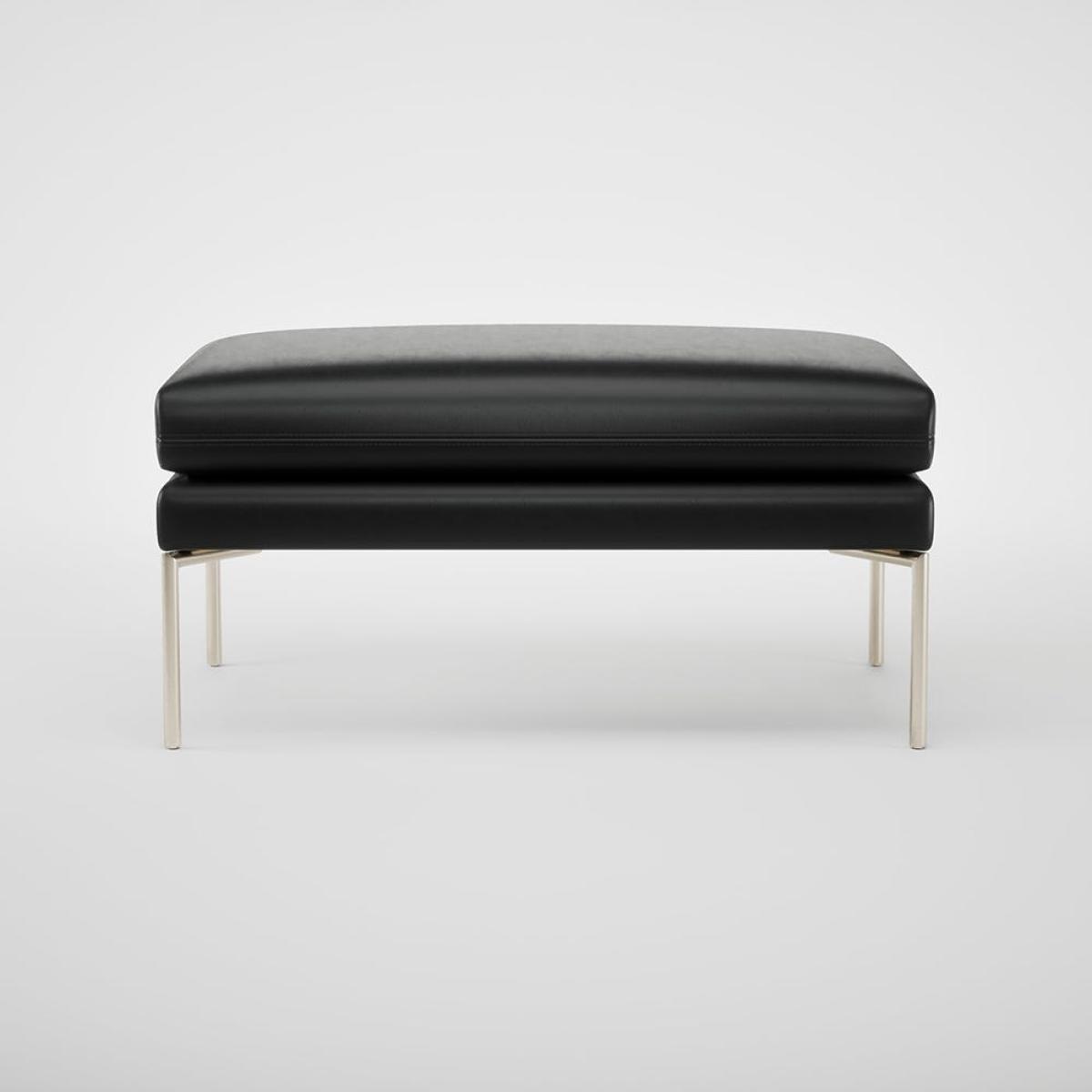 Heal's Matera Large Ottoman Stonewash Leather Black 263 Stainless Steel Foot – image 3