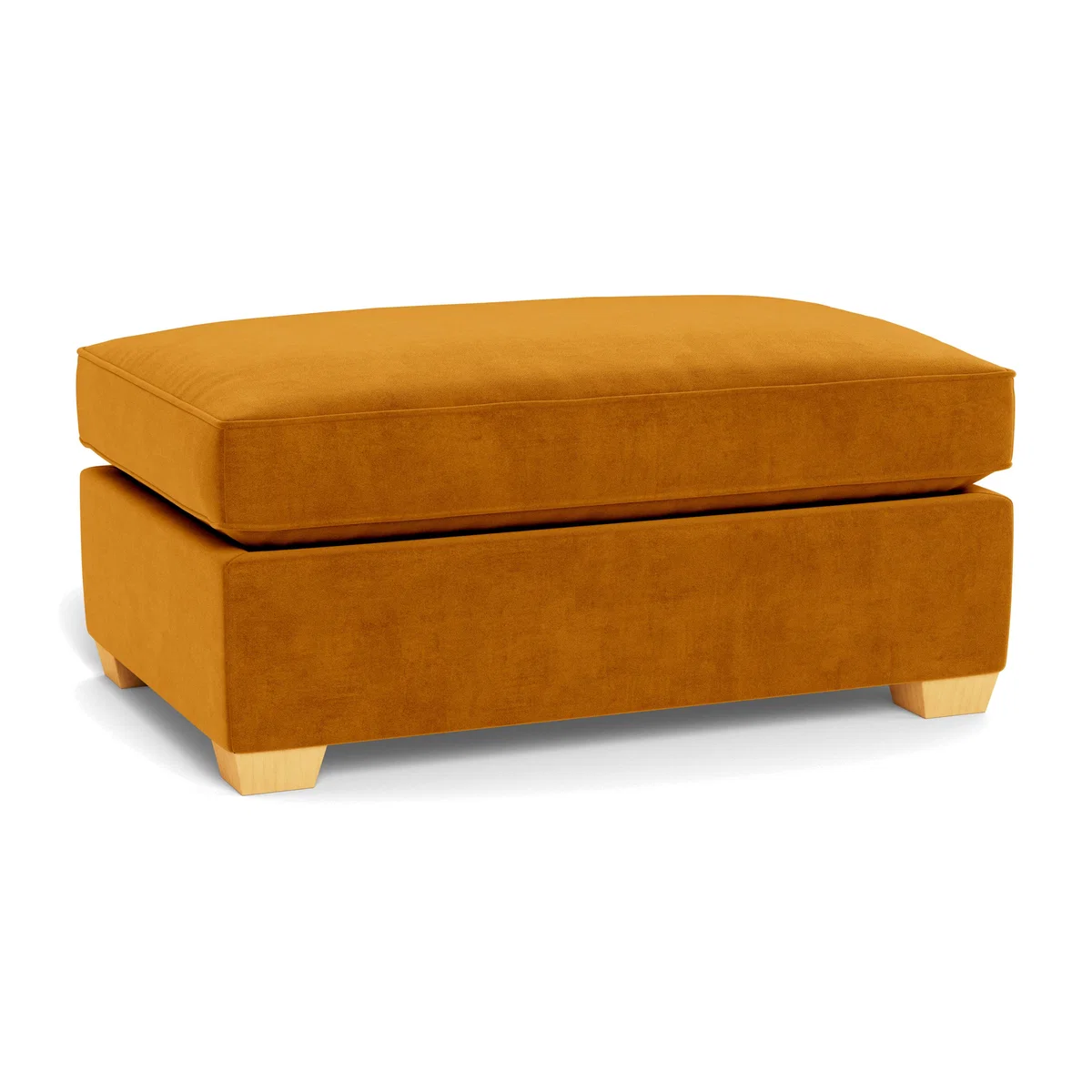 Heal's Torino Footstool Smart Luxe Velvet Cognac Black Feet - Heal's UK Furniture – image 1