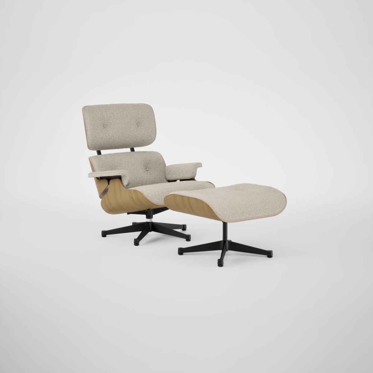 Vitra Eames Lounge Chair & Ottoman Chestnut Natural Clas. Nubia 03 Cream Sand Polished Black Base 05 – image 2