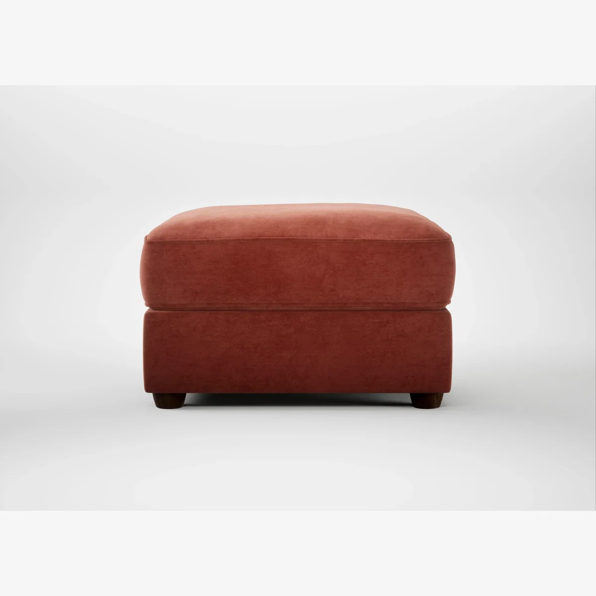 Heal's Tailor Rectangular Footstool Smart Luxe Velvet Tawny Walnut Stained Feet – image 1