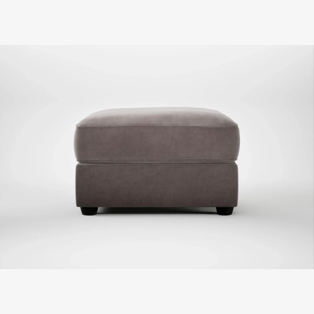 Heal's Tailor Rectangular Footstool Smart Luxe Velvet Mushroom Black Feet – image 1