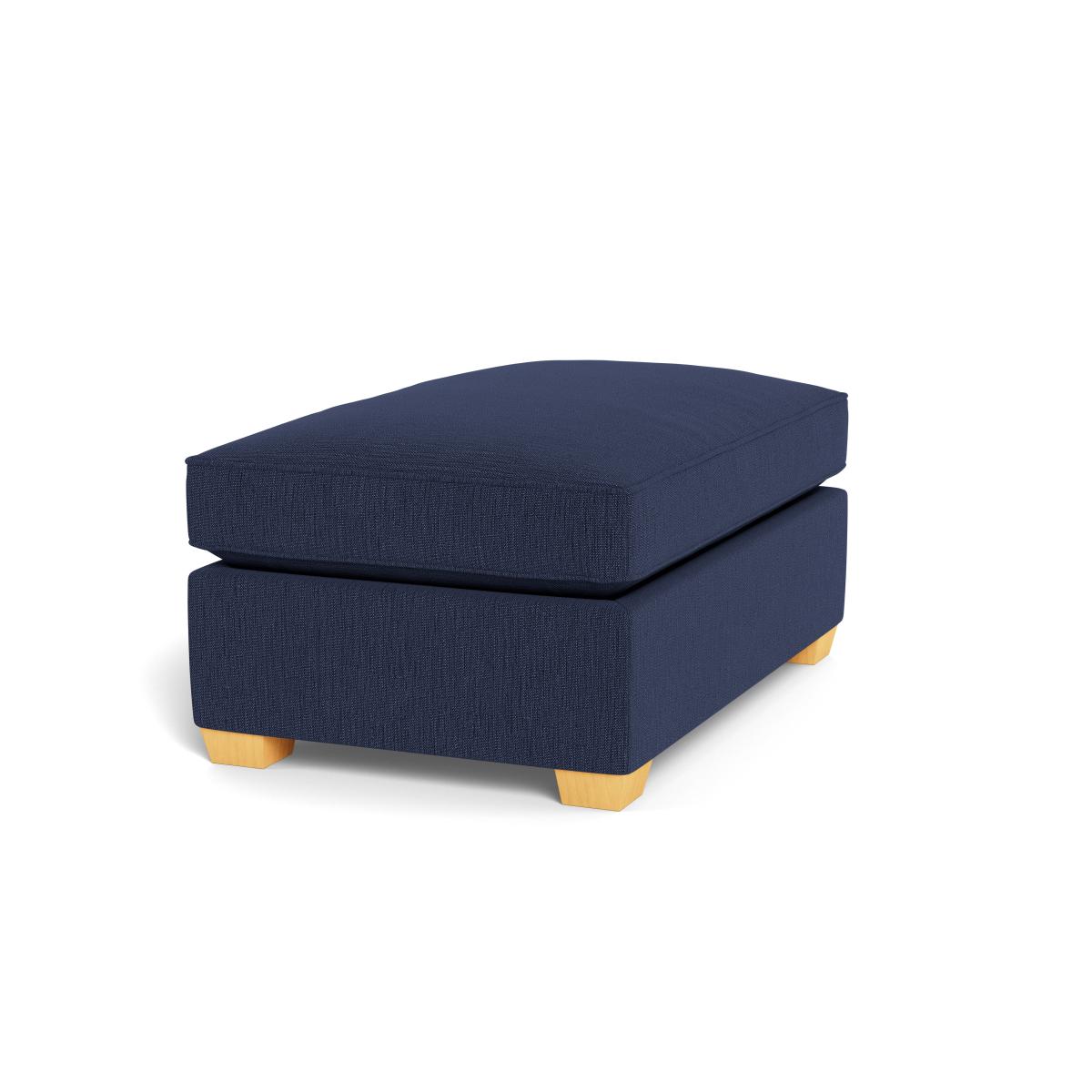 Heal's Torino Footstool Smart Linen Mix Navy Black Feet - Heal's UK Furniture – image 2