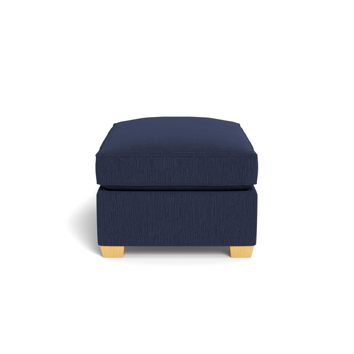 Heal's Torino Footstool Smart Linen Mix Navy Black Feet - Heal's UK Furniture – image 3