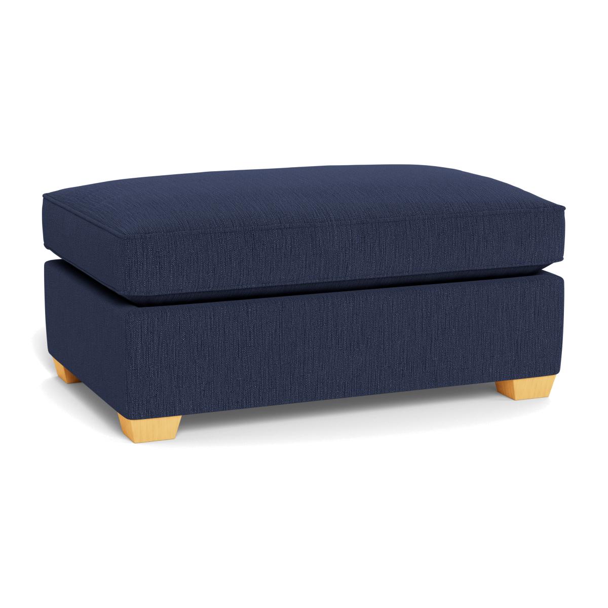 Heal's Torino Footstool Smart Linen Mix Navy Black Feet - Heal's UK Furniture – image 1