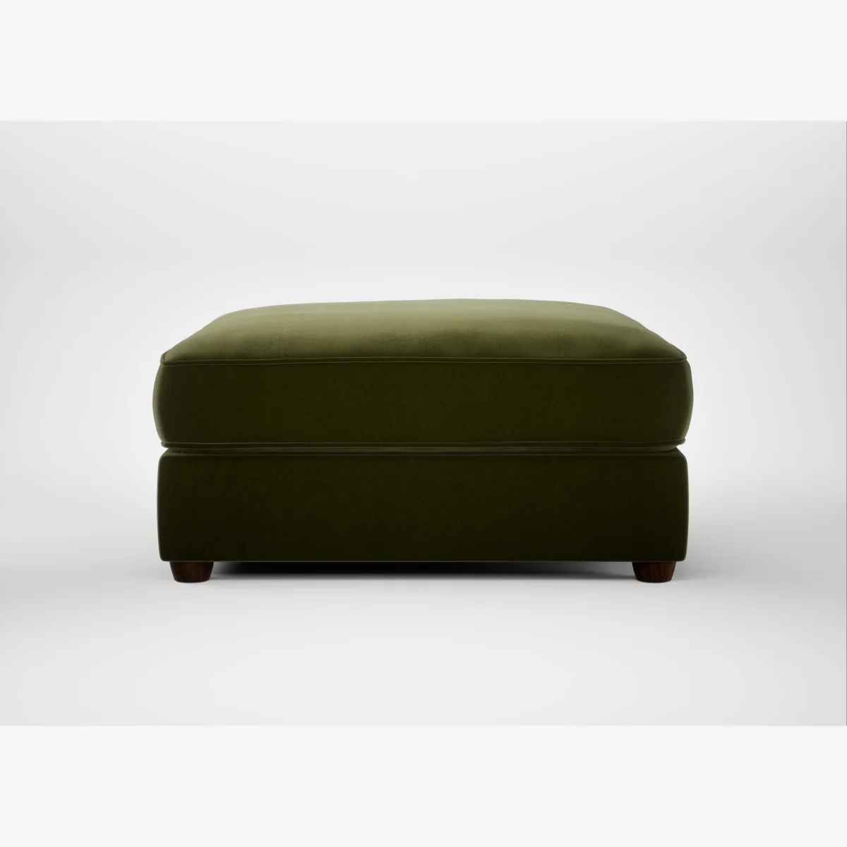Heal's Tailor Square Footstool Cotton Velvet Evergreen Walnut Stained Feet – image 1