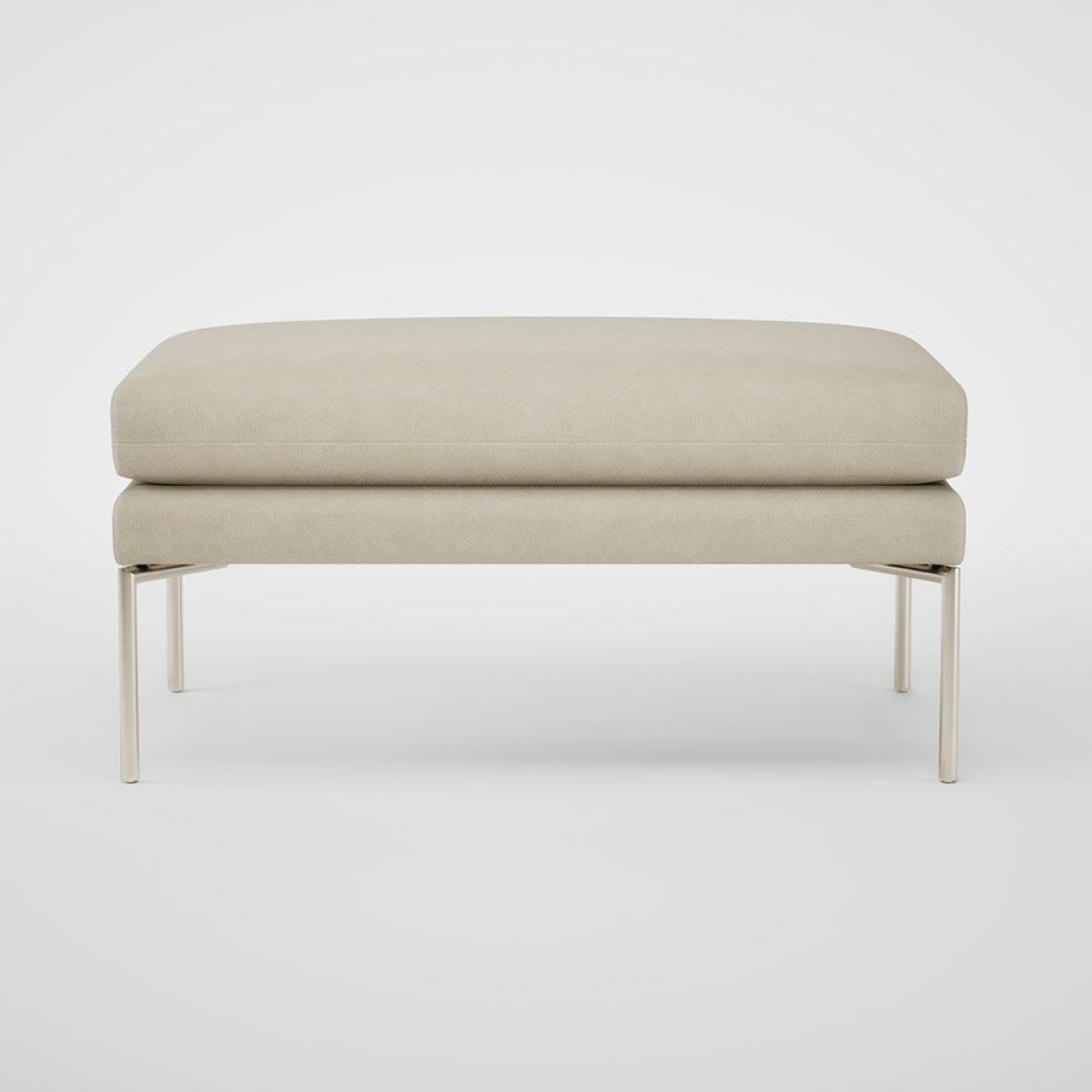 Heal's Matera Large Ottoman Grain Leather Storm 006 Stainless Steel Foot – image 3