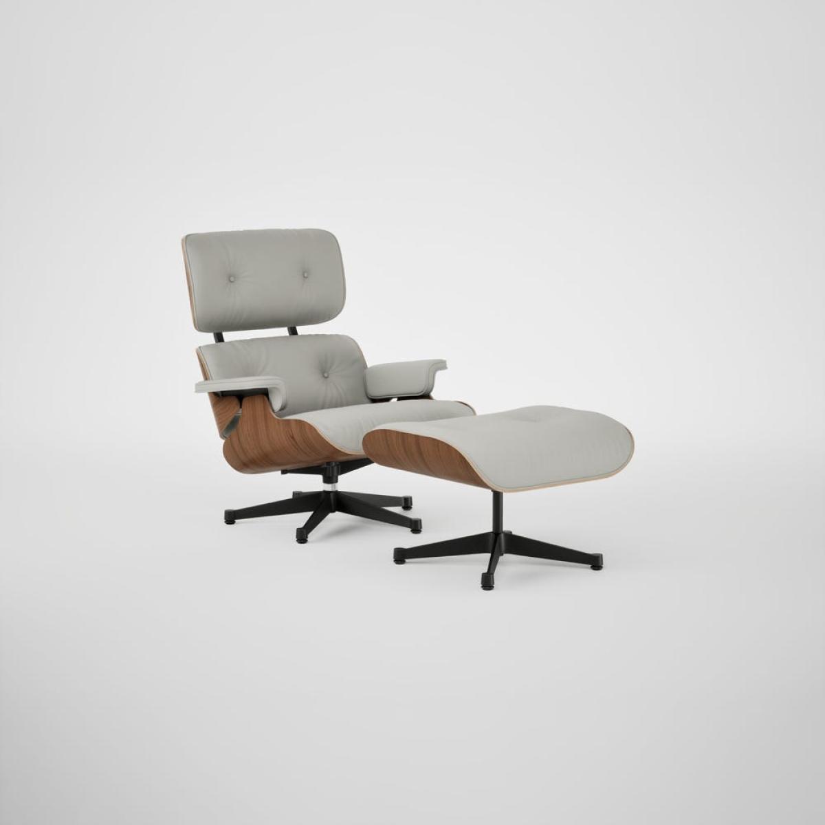 Vitra Eames Lounge Chair & Ottoman Walnut Natural New Dims L50 64 Cement Polished Black Base 05 – image 2