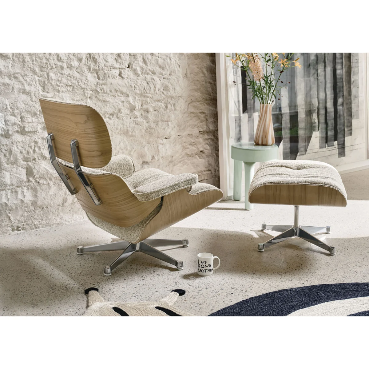 Vitra Eames Lounge Chair & Ottoman Santos Pal. Classic Calma 10 Dark Grey Polished/Black Base 04 – image 2
