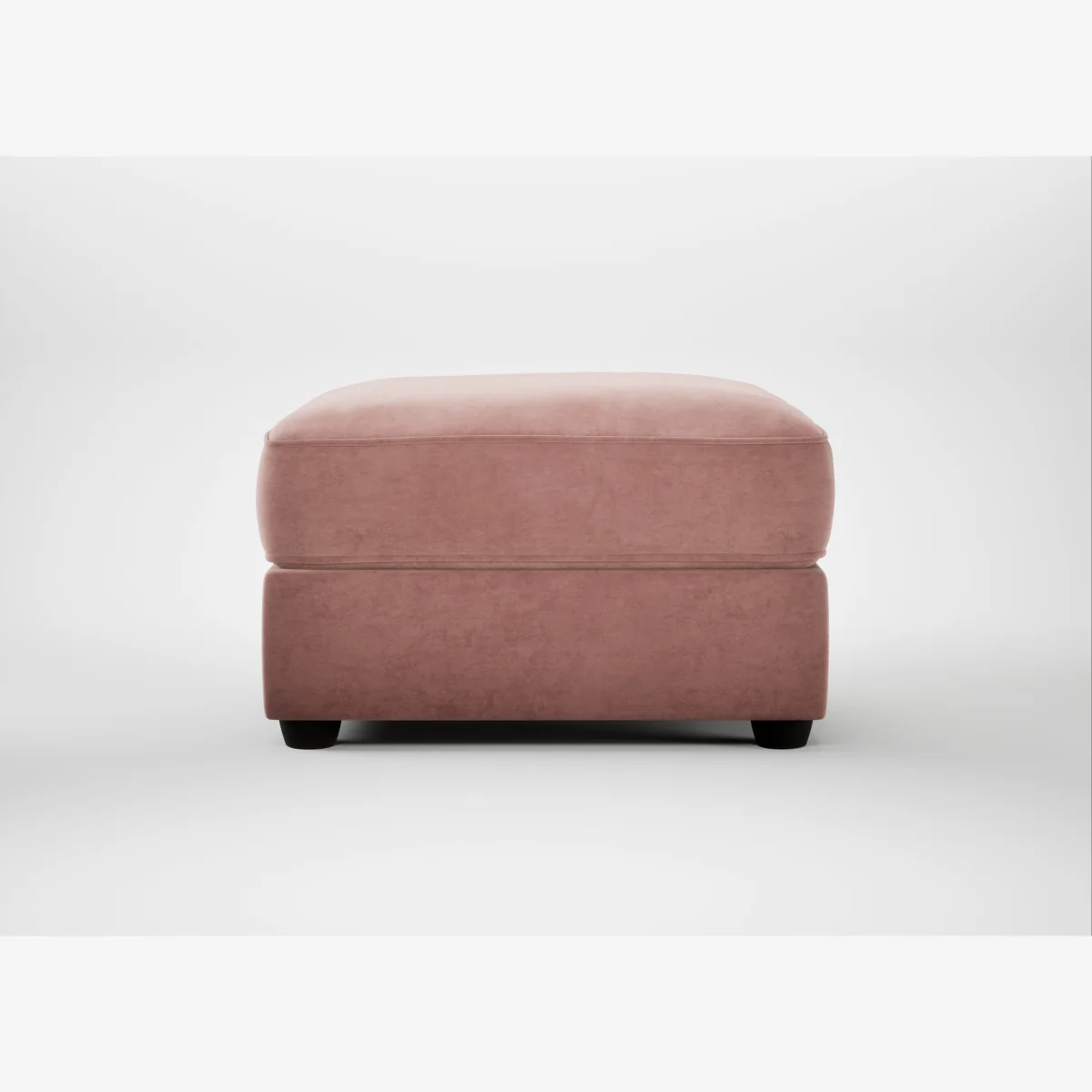 Heal's Tailor Rectangular Footstool Smart Luxe Velvet Dusky Pink Black Feet – image 1