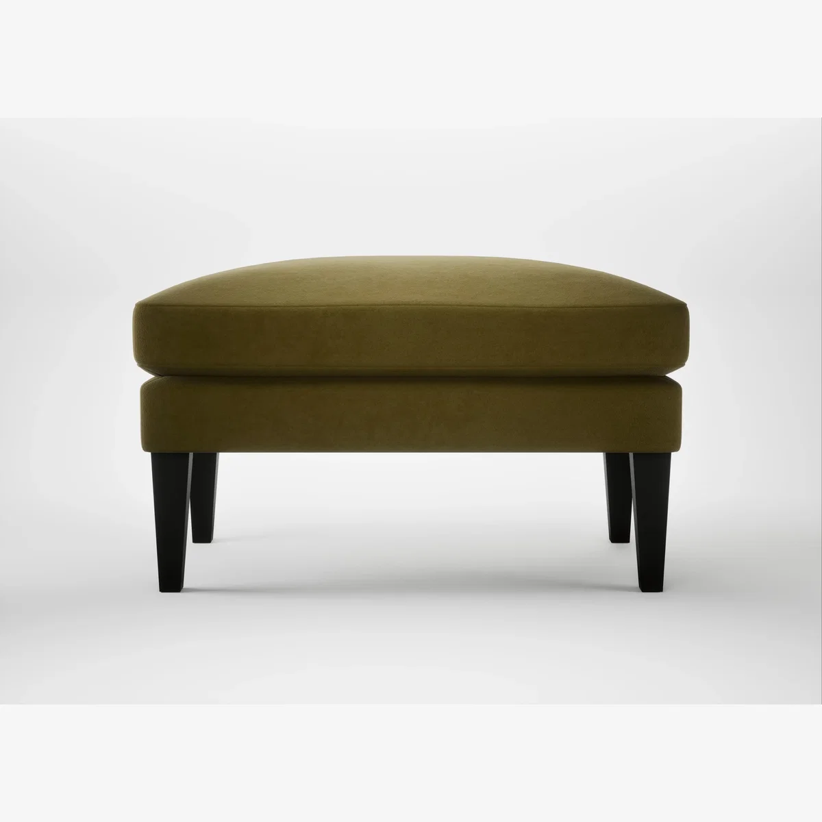 Heal's Wallis Ottoman Wool Velvet Olive Black Feet