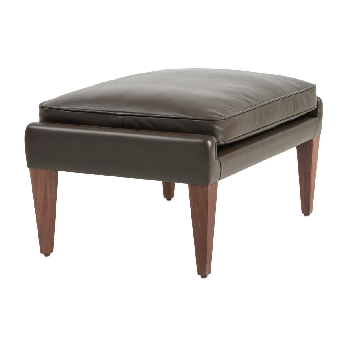 Gubi V11 Ottoman in Smooth Leather Coffee and American Walnut