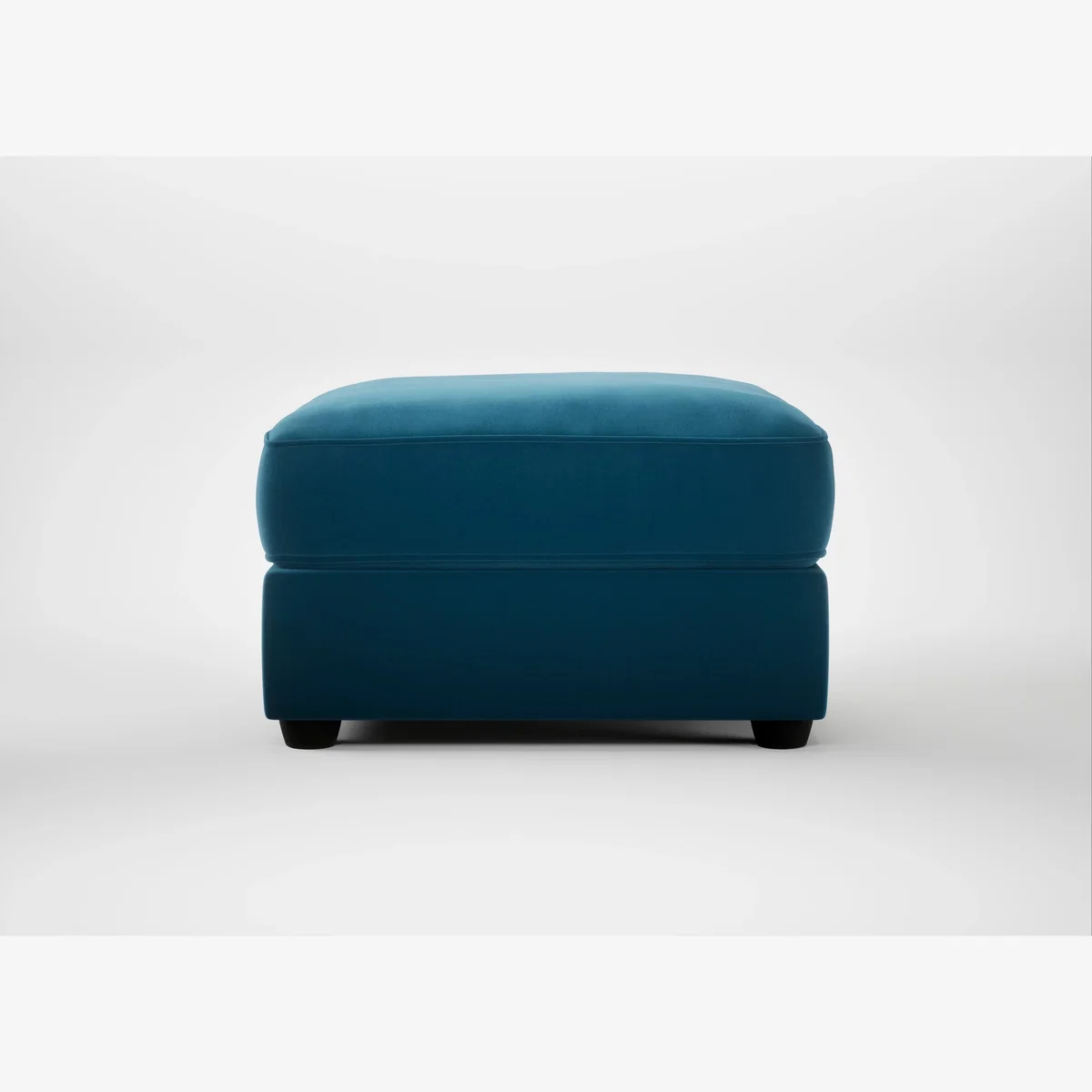 Heal's Tailor Rectangular Footstool Smart Velvet Ocean Blue Black Feet – image 1