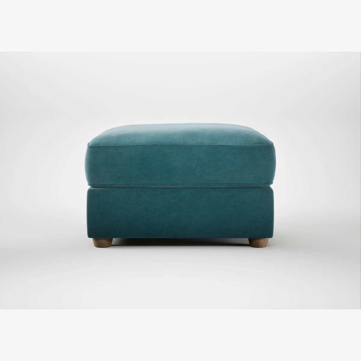 Heal's Tailor Rectangular Footstool Smart Luxe Velvet Airforce Blue Natural Feet – image 1