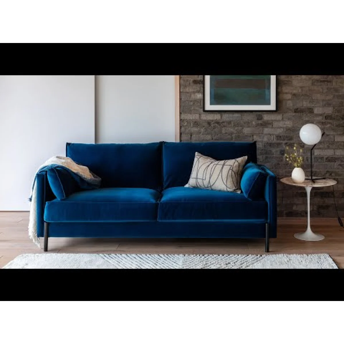 Heal's Tortona Footstool Wool Velvet Camel Black Feet – image 3