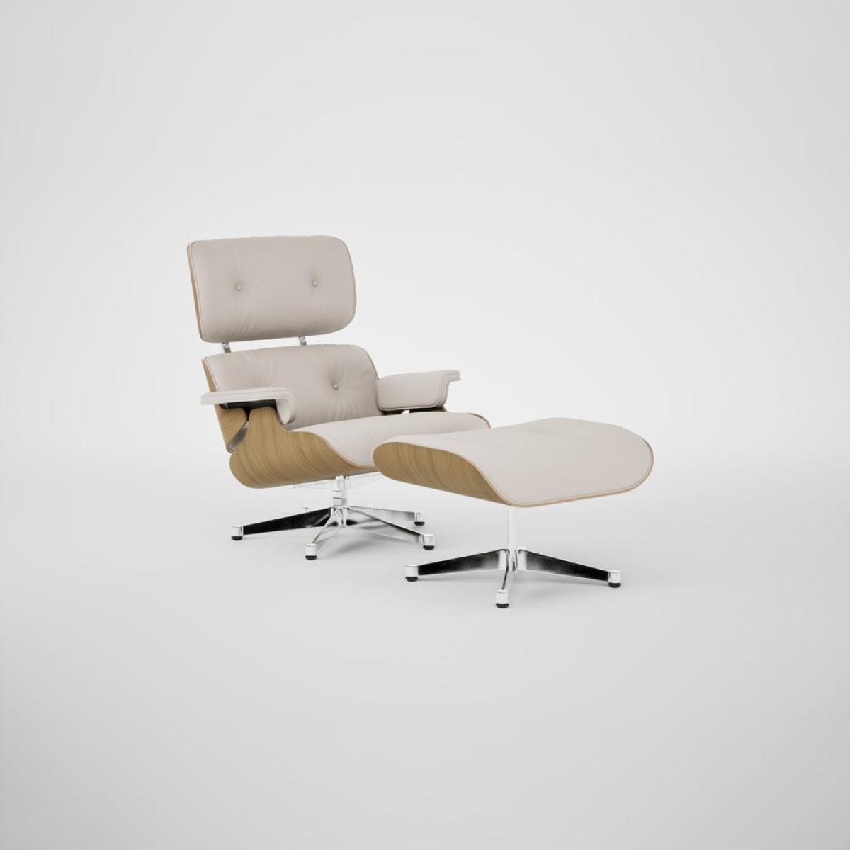 Vitra Eames Lounge Chair & Ottoman Chestnut Natural New Dims L50 72 Snow Polished Base 04 – image 2