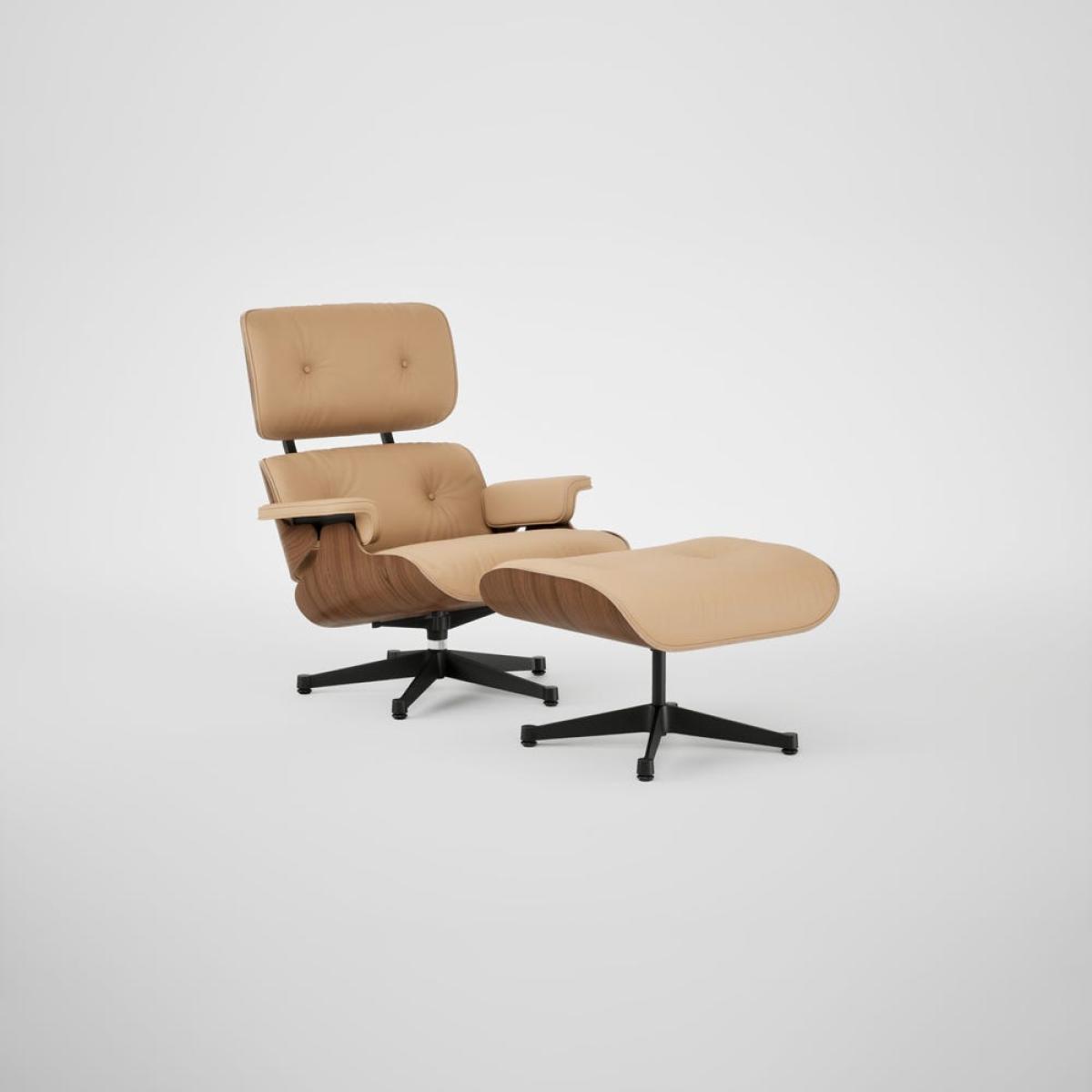 Vitra Eames Lounge Chair & Ottoman Walnut Natural Clas. L50 63 Cashew Polished Black Base 05 – image 2