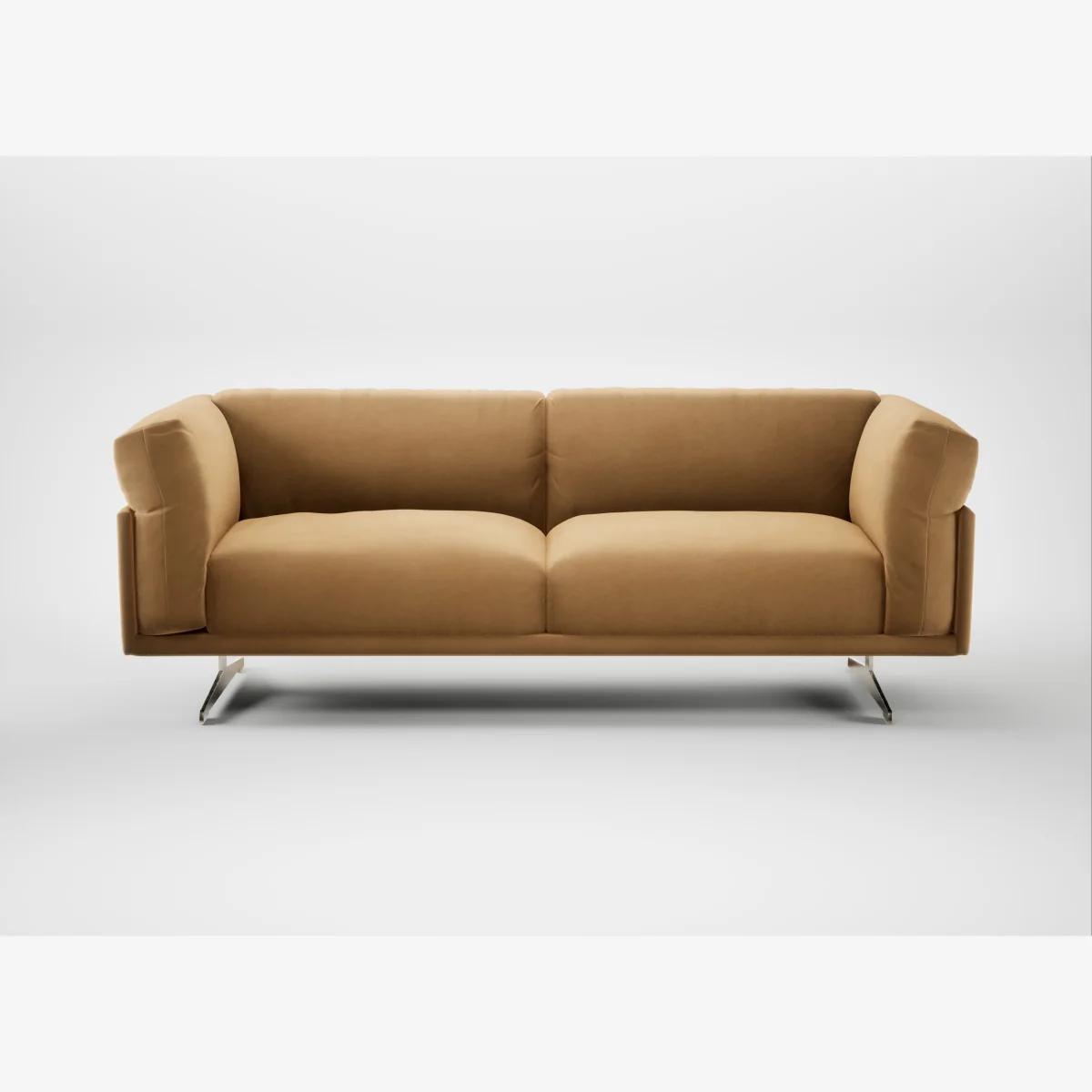 Heal's Novara Ottoman Wool Velvet Camel Stainless Steel Feet – image 1