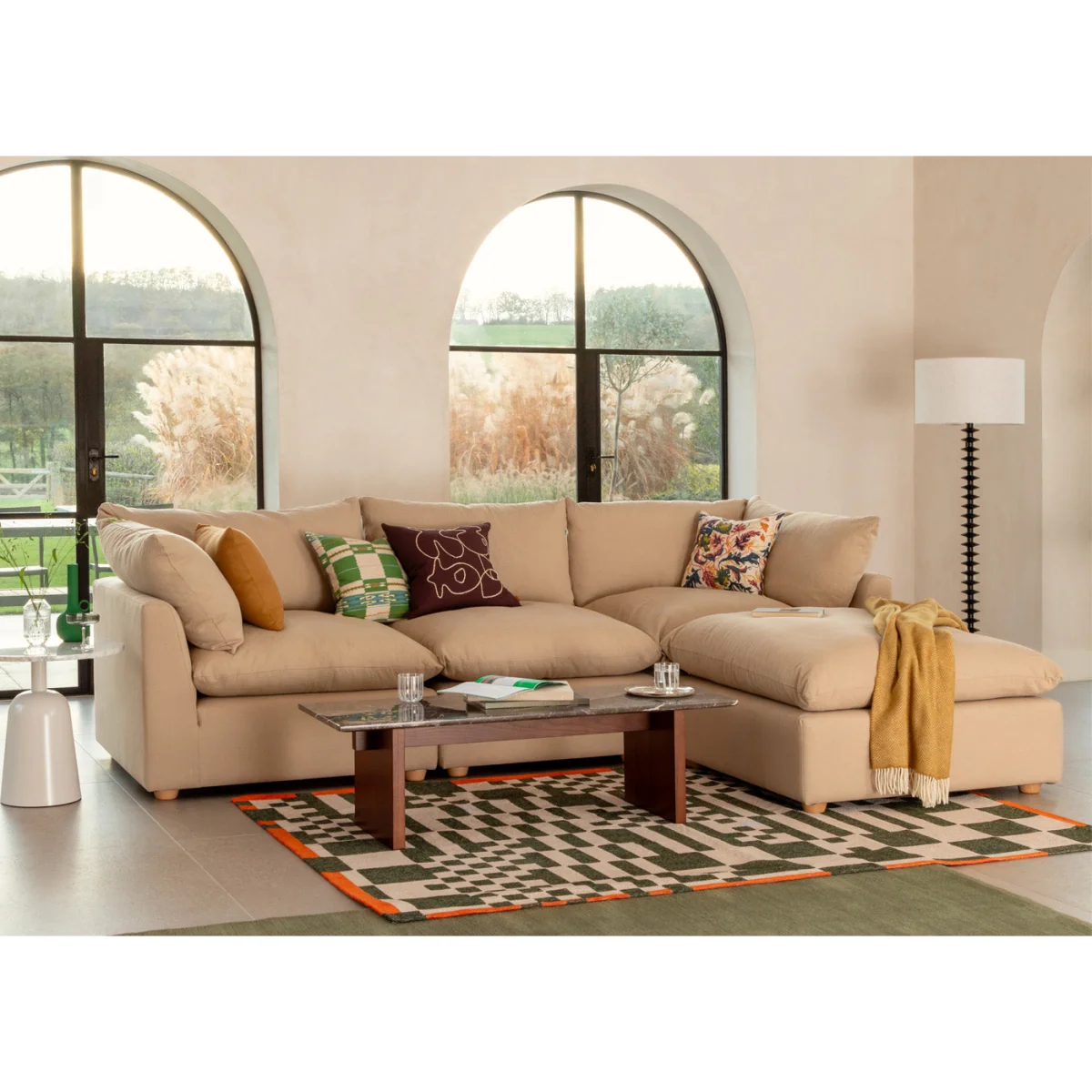 Heal's Astrid Ottoman Smart Cotton Linen Sahara Natural Beech Feet – image 3