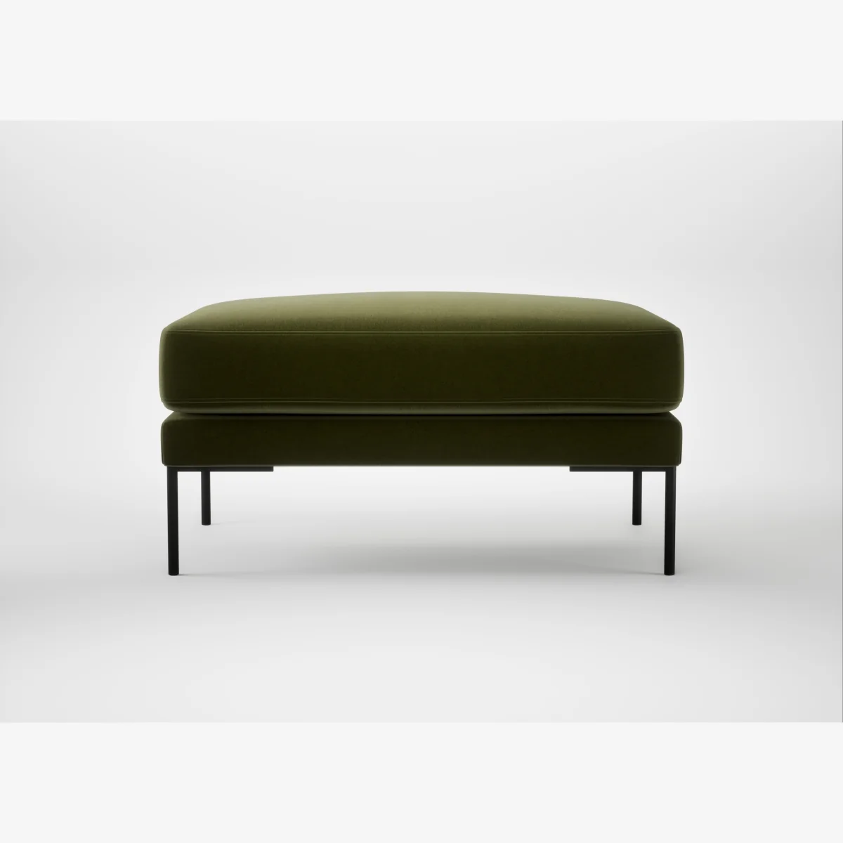 Heal's Torrington Ottoman Cotton Velvet Evergreen Black Feet – image 1