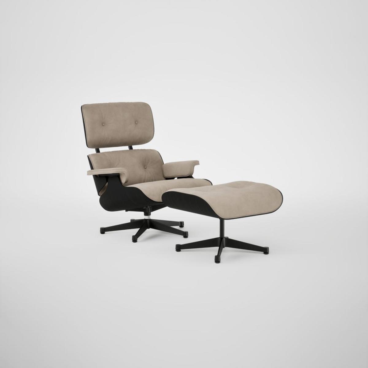 Vitra Eames Lounge Chair & Ottoman Chestnut Black Clas. L60 78 Dark Sand Black Base 05 – image 2