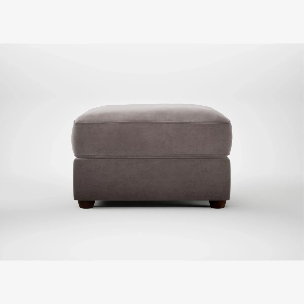Heal's Tailor Rectangular Footstool Smart Luxe Velvet Mushroom Walnut Stained Feet – image 1