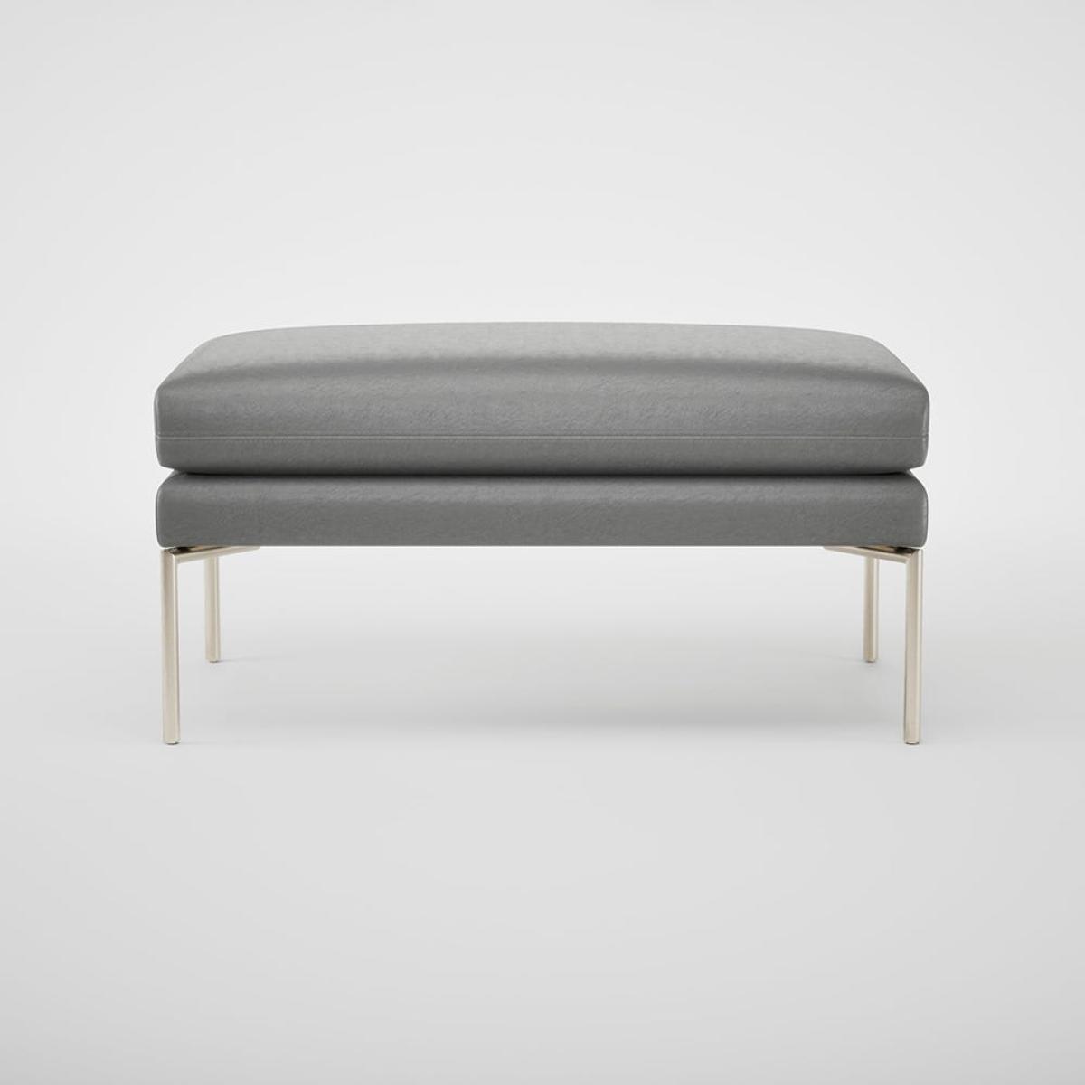 Heal's Matera Large Ottoman Daino Leather Steel 004 Stainless Steel Foot – image 3