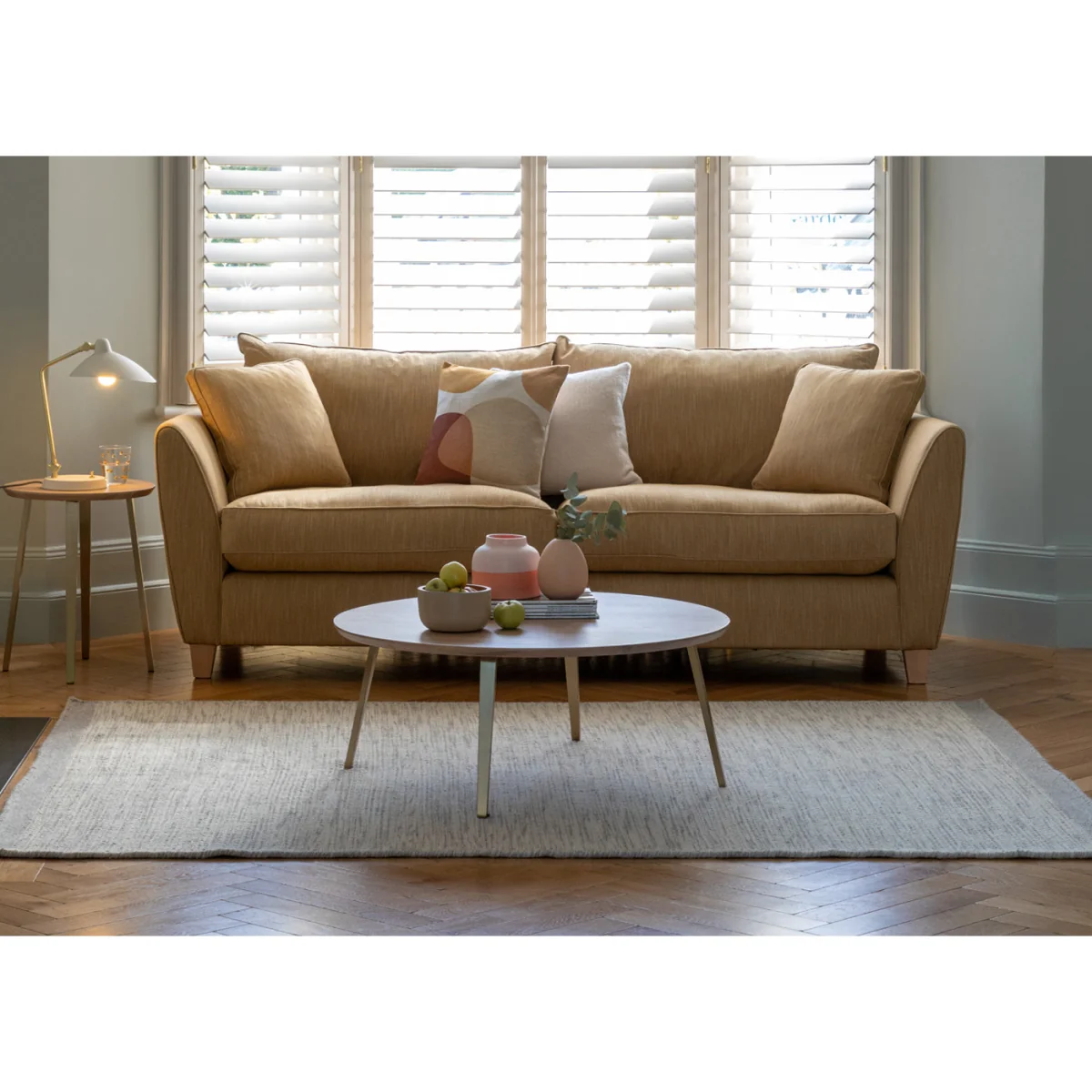 Heal's Torino Footstool Cotton Velvet Evergreen Walnut Stained Feet – image 4