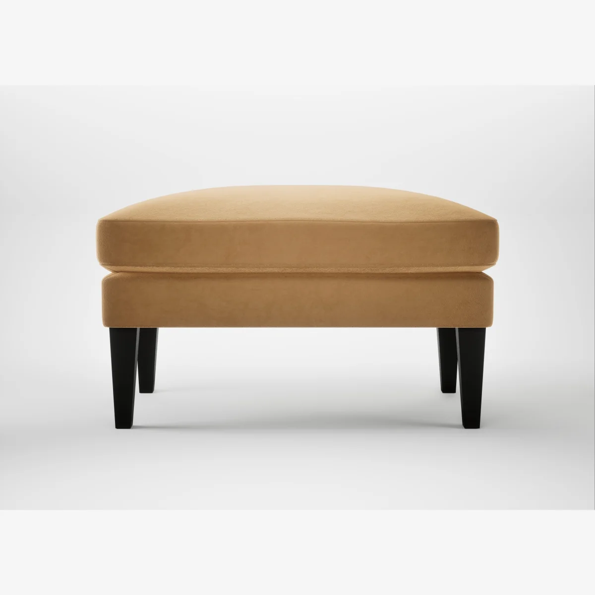 Heal's Wallis Ottoman Wool Velvet Camel Black Feet