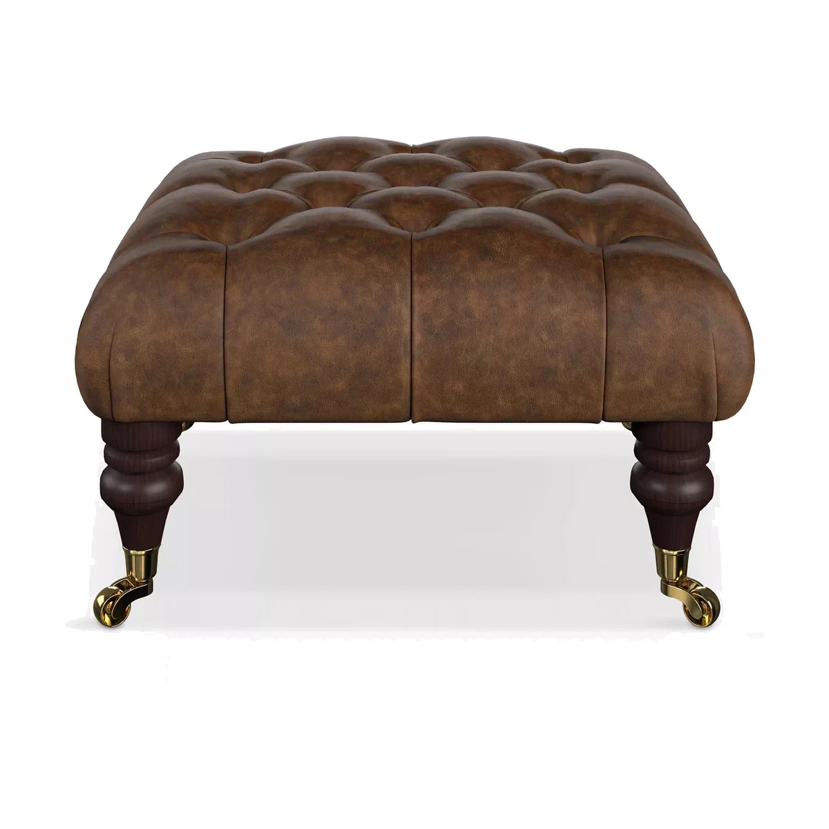 Tetrad Skittle Button Leather Footstool – image 1