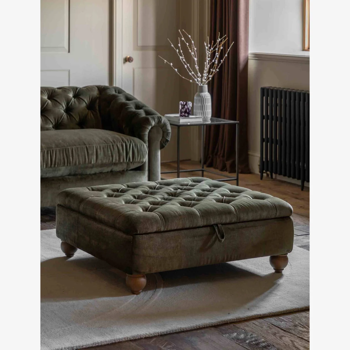 Gallery Direct Chesterfield Footstool Olive – image 1