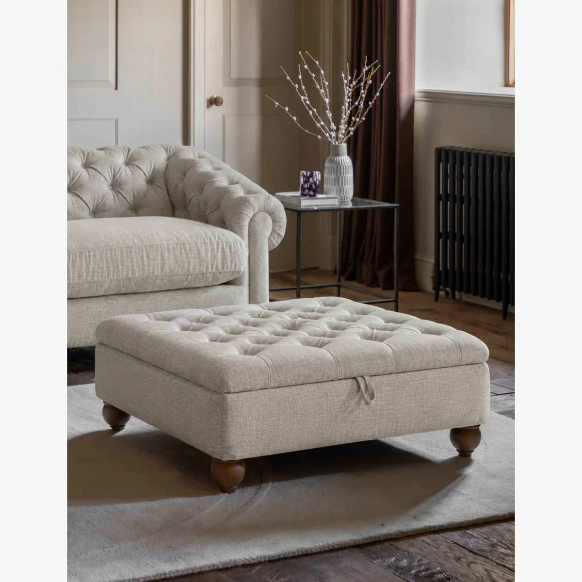 Gallery Direct Chesterfield Footstool Oatmeal – image 1